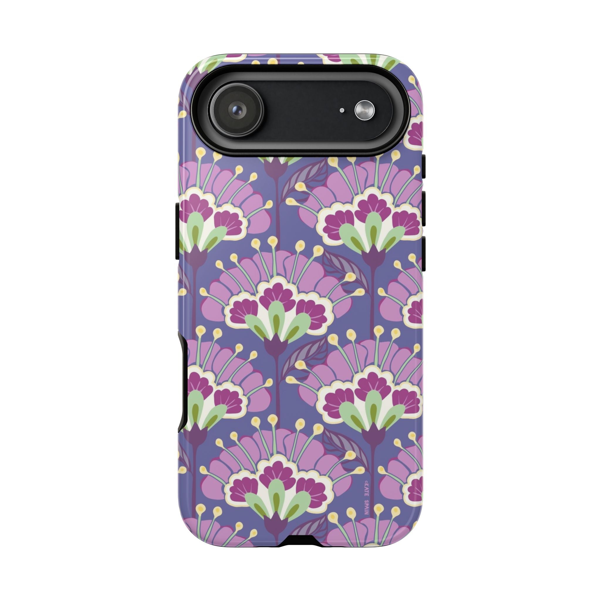 Lantern Flower Tough iPhone 17 Air Case – Glossy | periwinkle, purple, mauve, sage botanical lantern floral print
