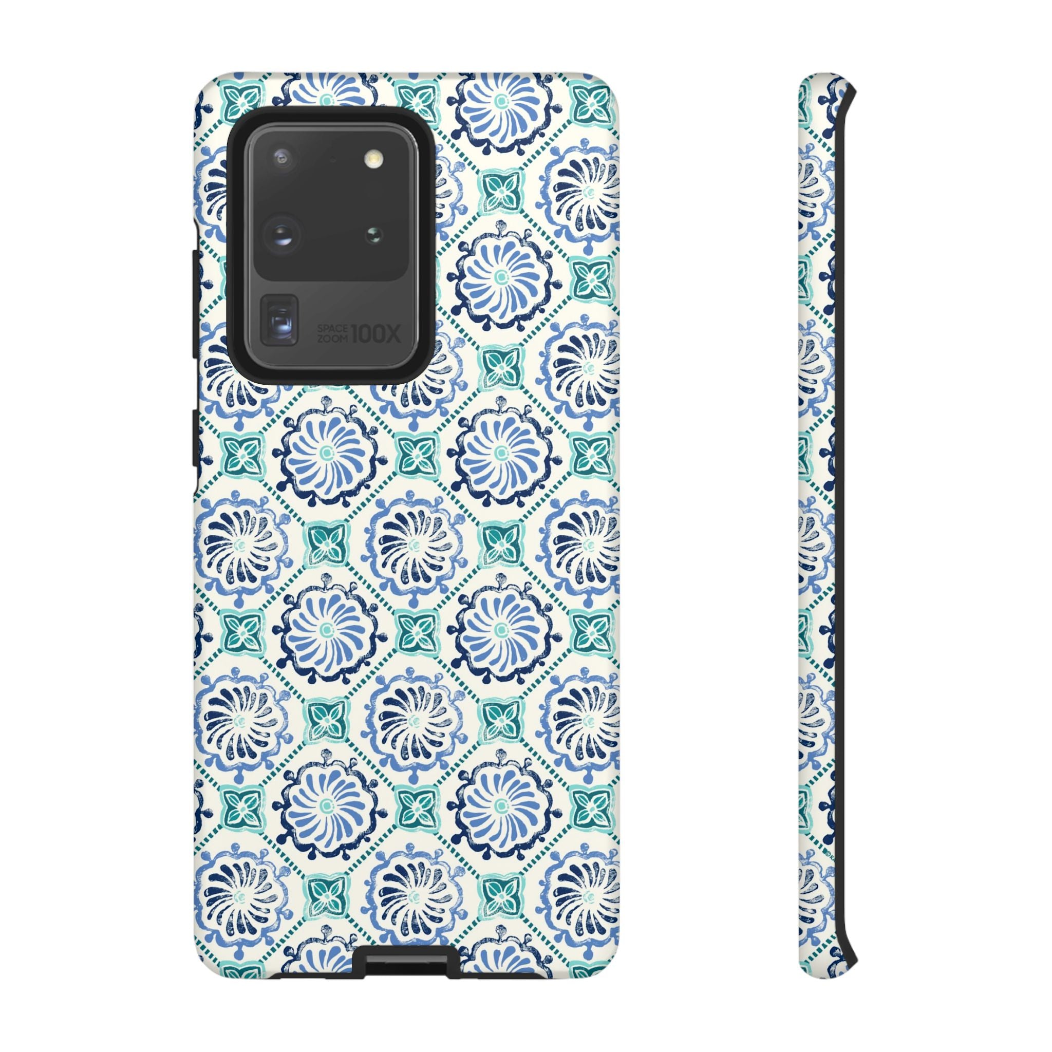 Horizon Blue Tile Samsung Galaxy S20 Ultra Case – Matte | blue, turquoise, cream white dual-layer protection
