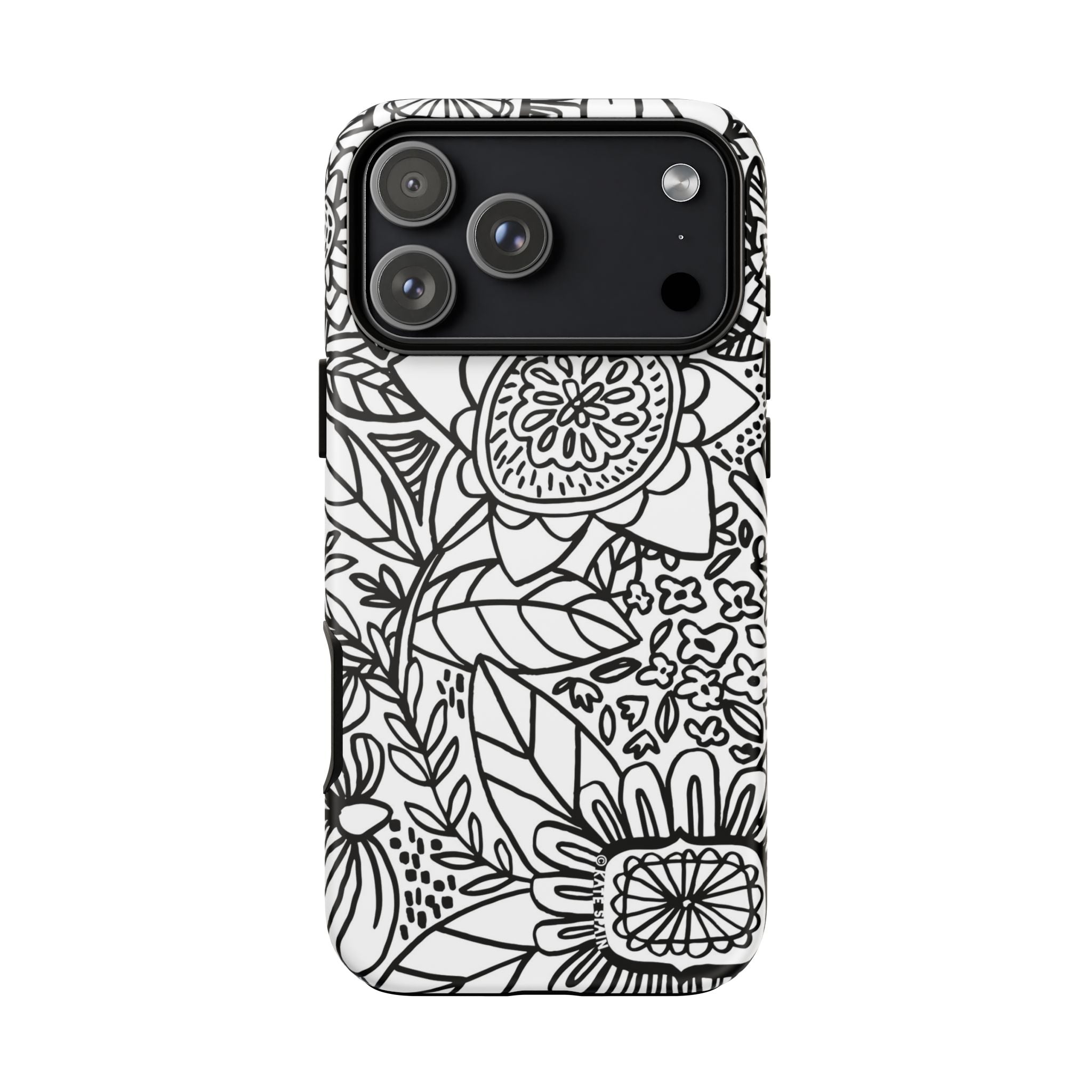Esprit Tough iPhone 17 Pro Max Case – Matte | white, black botanical line art floral print