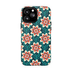 Modern Dahlia MagSafe iPhone 13 Pro Max – Matte | teal, coral, cream botanical dahlia floral print