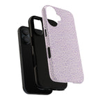 Canto Swirls Lavender iPhone 17 Glossy Case — dual-layer construction detail showing protective inner and outer layers; lavender folk-art medallion pattern
