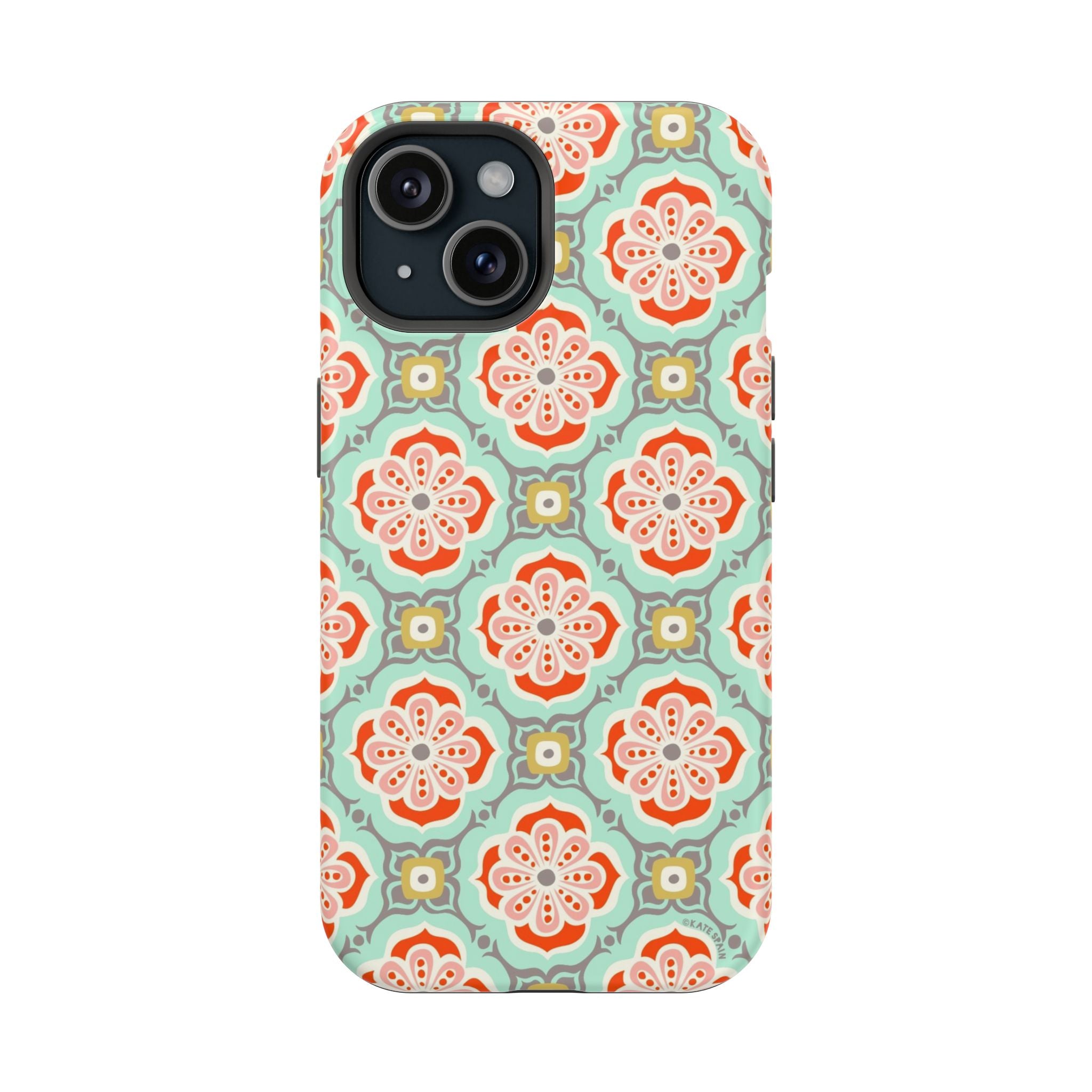 iPhone 15 magnetic case with Alhambra tile design - matte Moroccan pattern