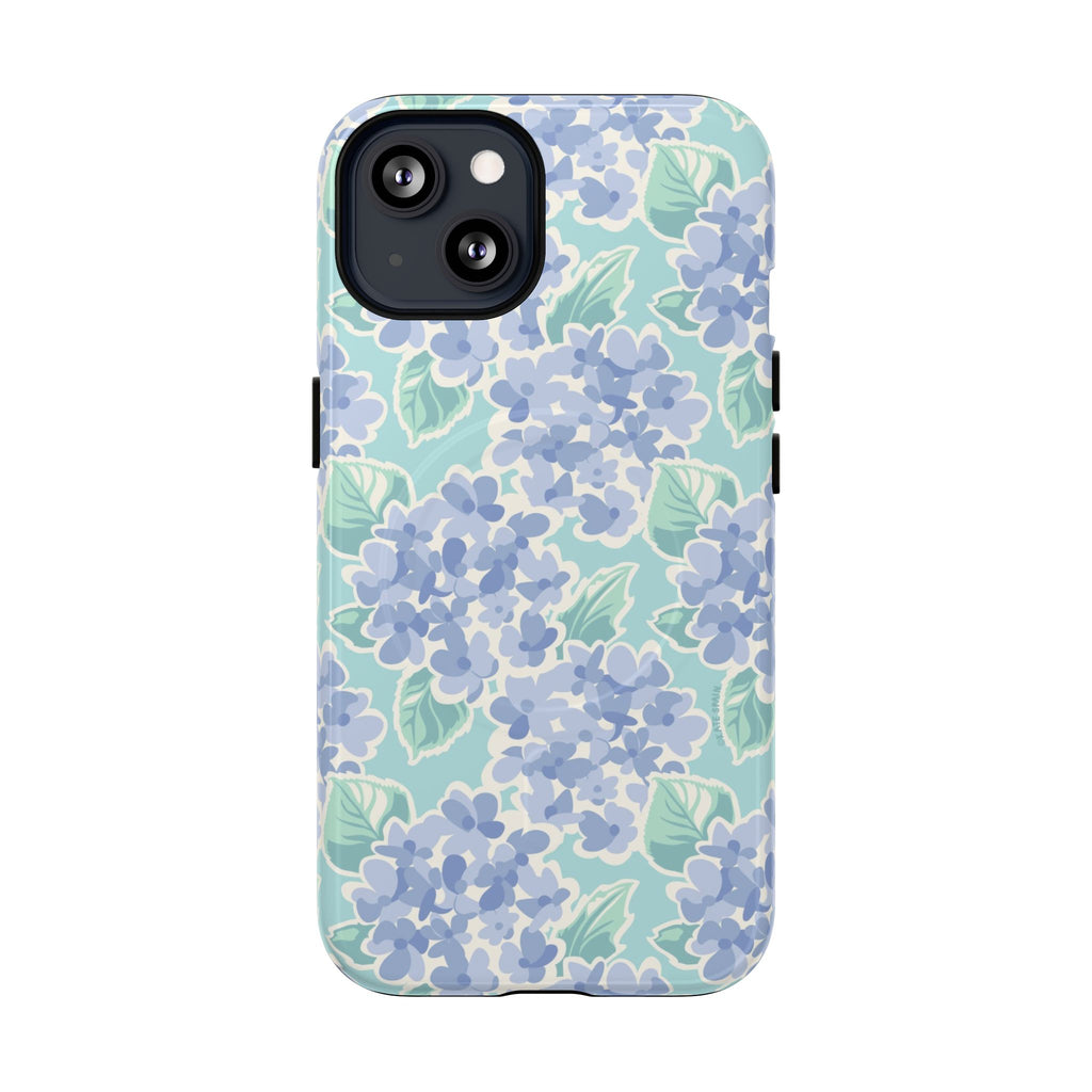 Nantucket Hydrangea MagSafe iPhone Phone Case – Glossy | periwinkle, sky blue, mint hydrangea floral print