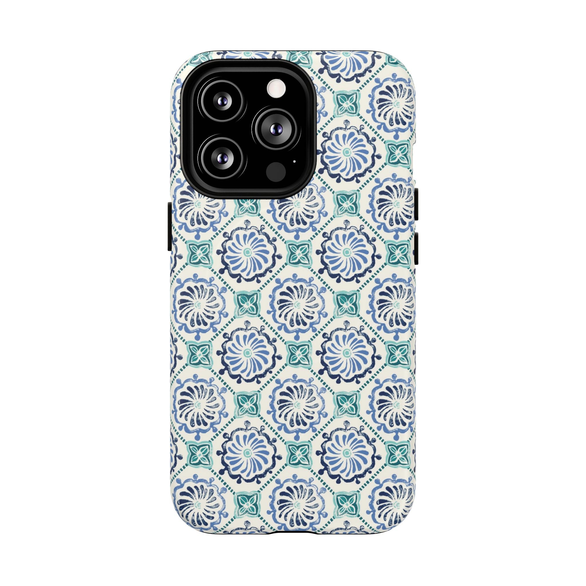 Horizon Blue Tile MagSafe iPhone 13 Pro Case – Matte | blue, turquoise, cream white MagSafe compatible, dual-layer protection