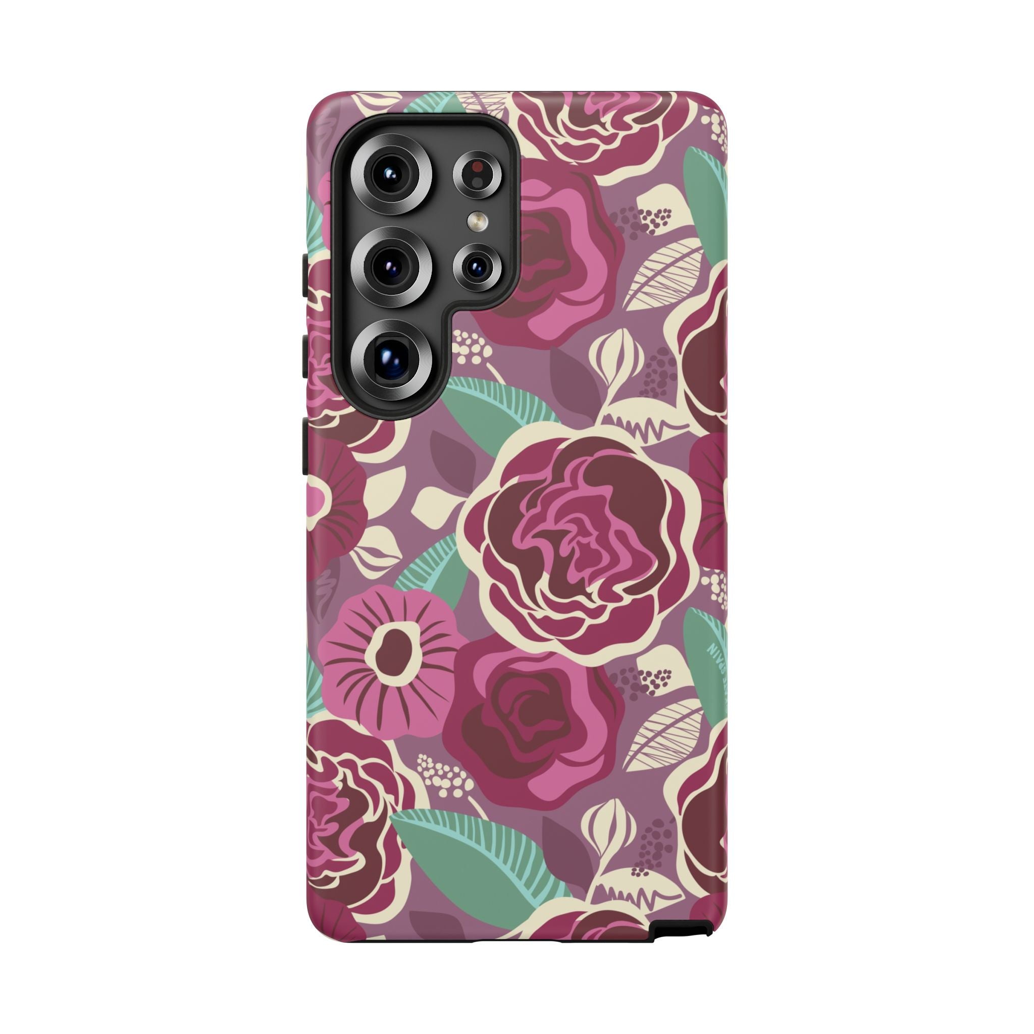 Luxury Tea Rose Burgundy Samsung Galaxy S25 Ultra Case – Matte | burgundy, magenta, plum botanical rose floral print