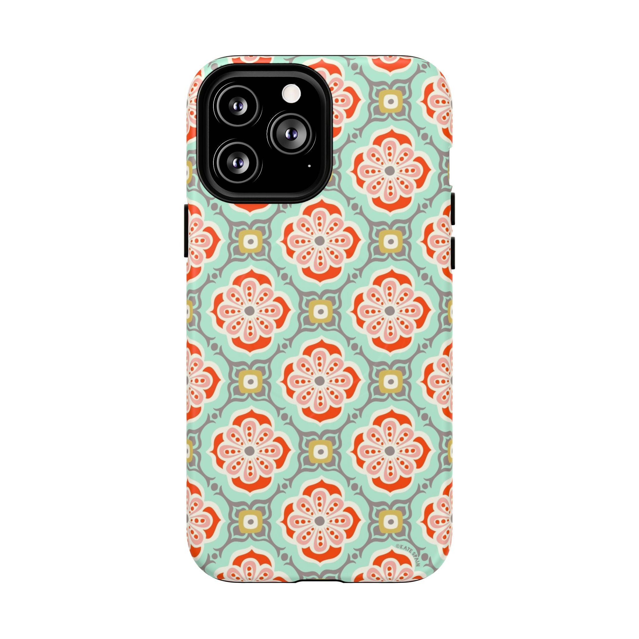 Alhambra MagSafe iPhone 13 Pro Max Case – Matte | aqua, coral, blush geometric medallion floral print