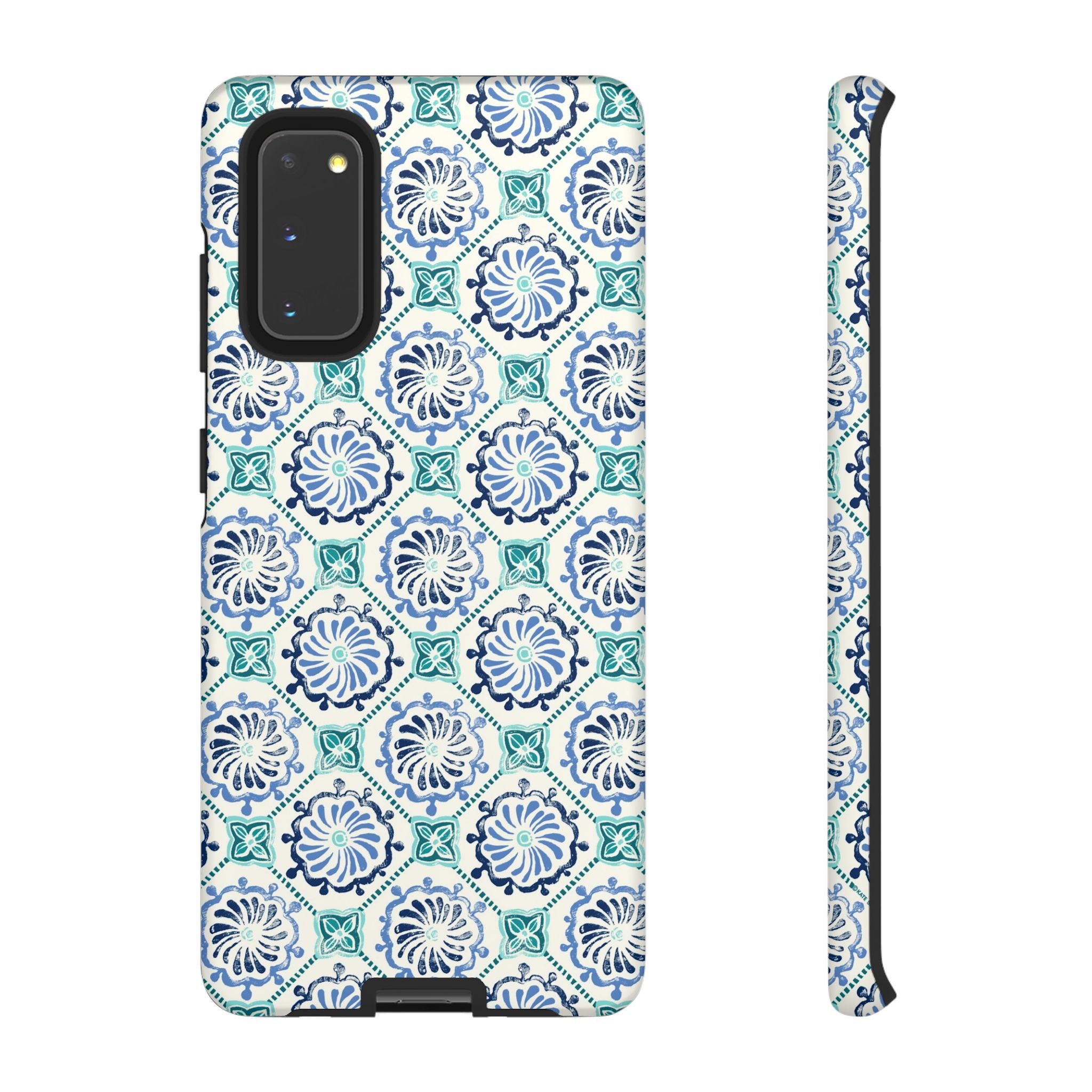 Horizon Blue Tile Samsung Galaxy S20 Case – Matte | blue, turquoise, cream white dual-layer protection