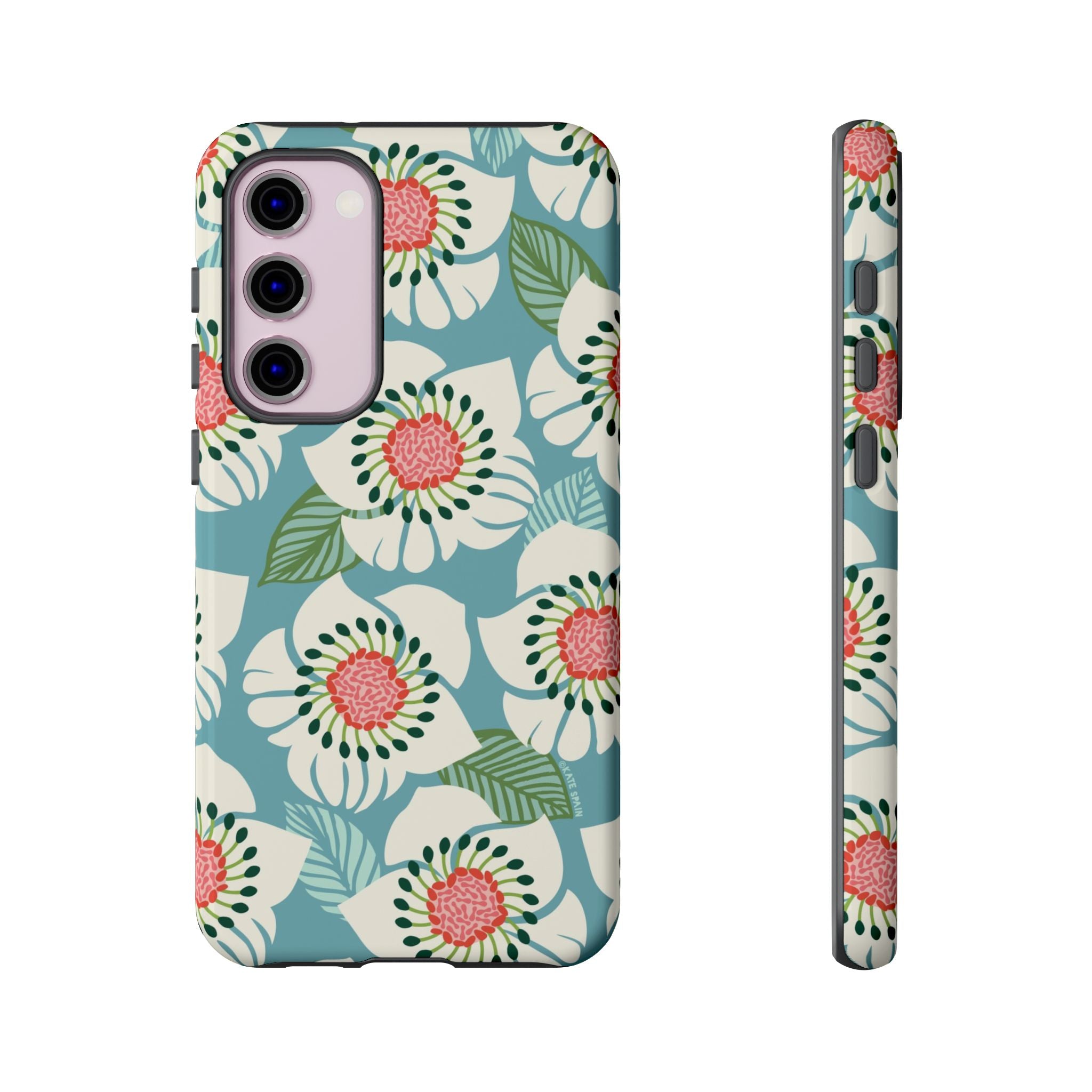 Artistic Panache Samsung Galaxy S23 Plus Case – Glossy | sky blue, pale cream, pink anemone floral print
