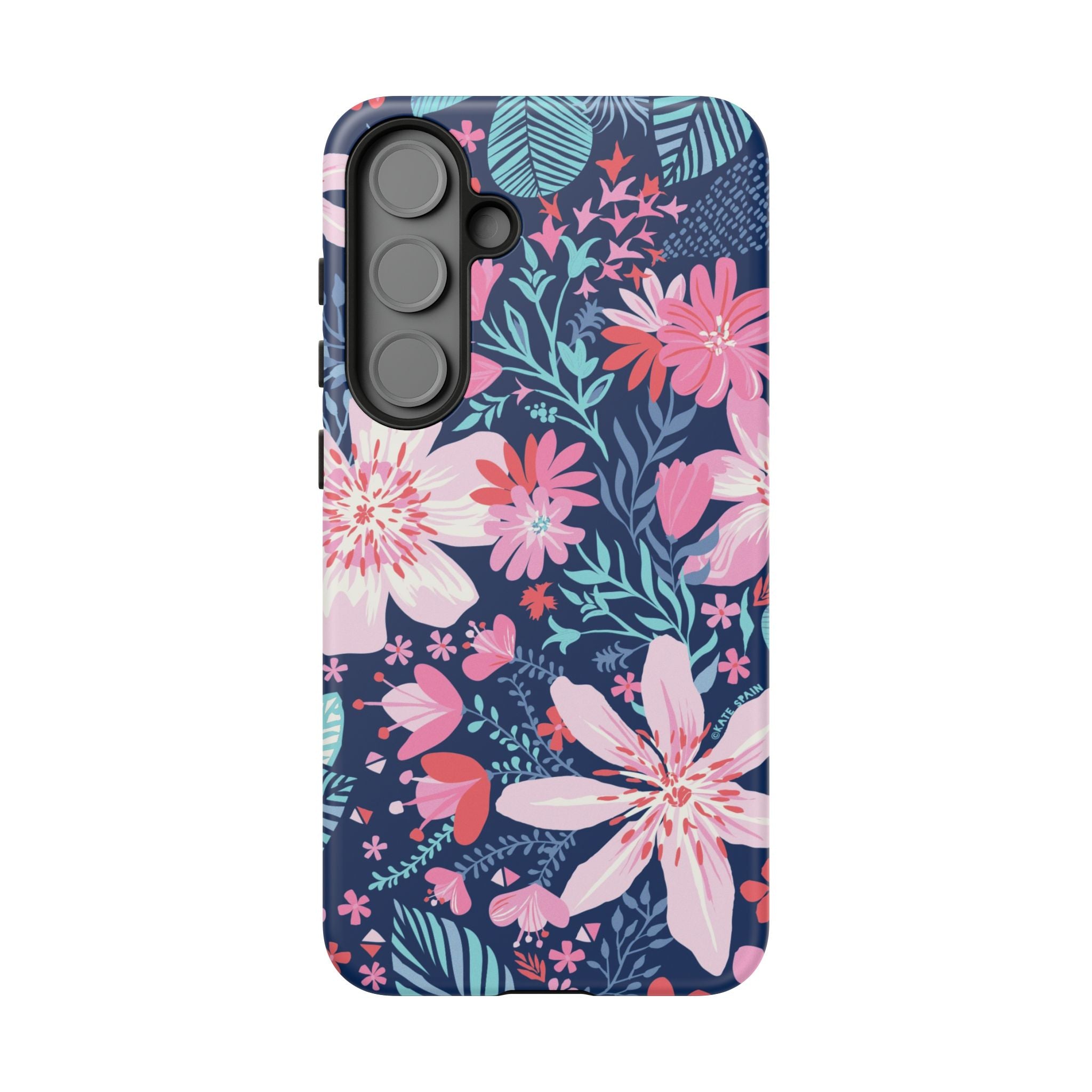 Tropical Bonaire Samsung Galaxy S25 Plus Case – Matte | navy, pink, white tropical floral botanical print