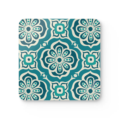 Alhambra Teal Cork Coaster Set