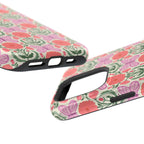 Pink Butterfly MagSafe iPhone 16 Pro Max Case – detail of camera cutout and ports in case | cream, coral, lavender, green butterfly floral print