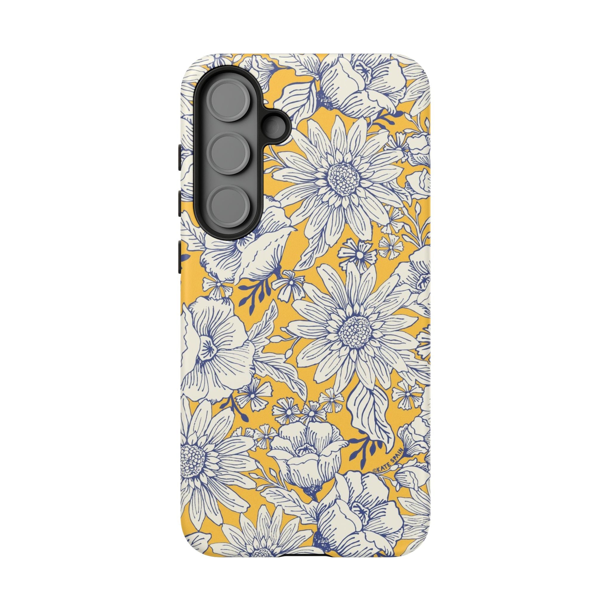 Luxury Jardin Samsung Galaxy S25 Plus – Glossy | yellow, cream, blue botanical floral print