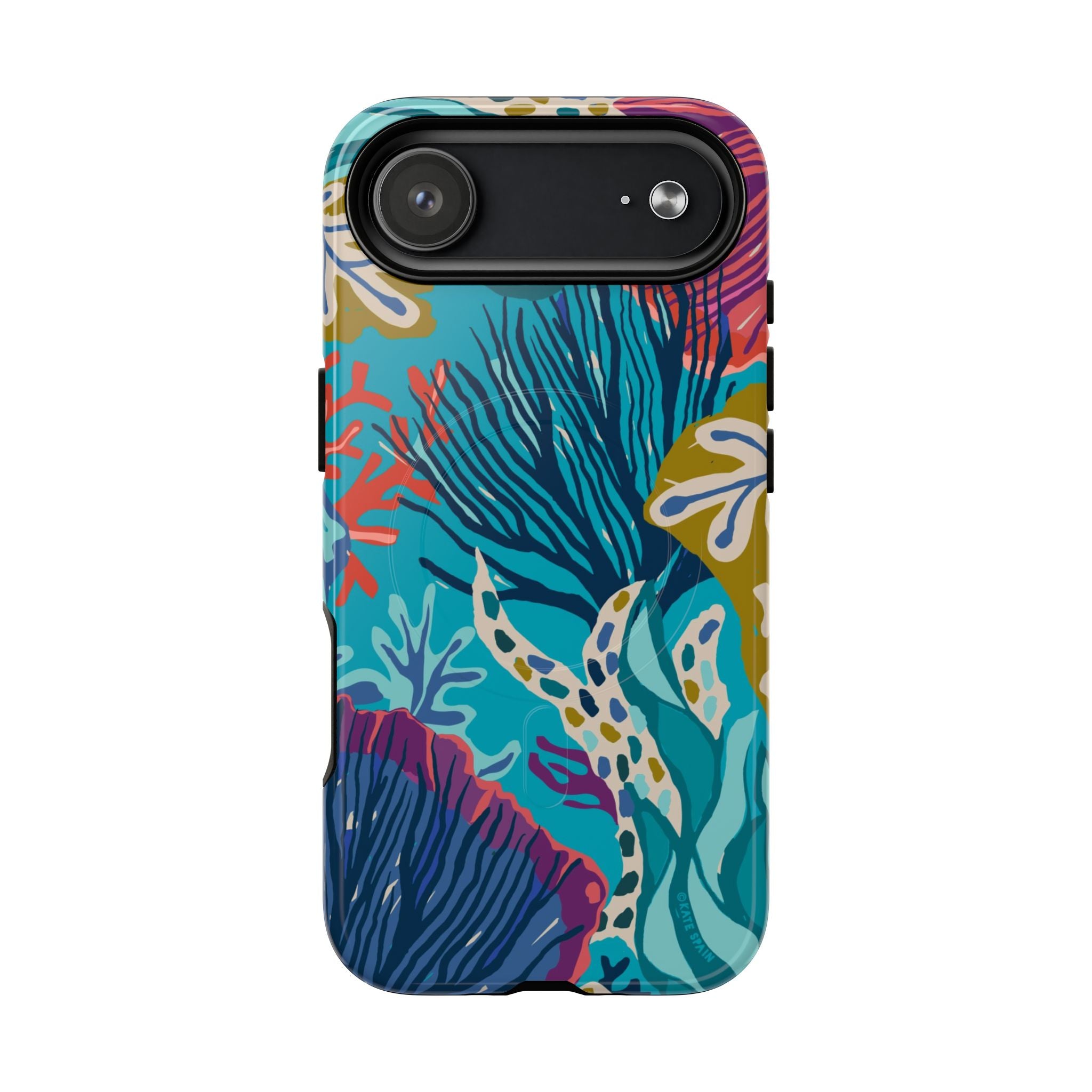 Reef MagSafe iPhone 17 Air Case – Glossy | teal, coral, navy, purple botanical coral reef print