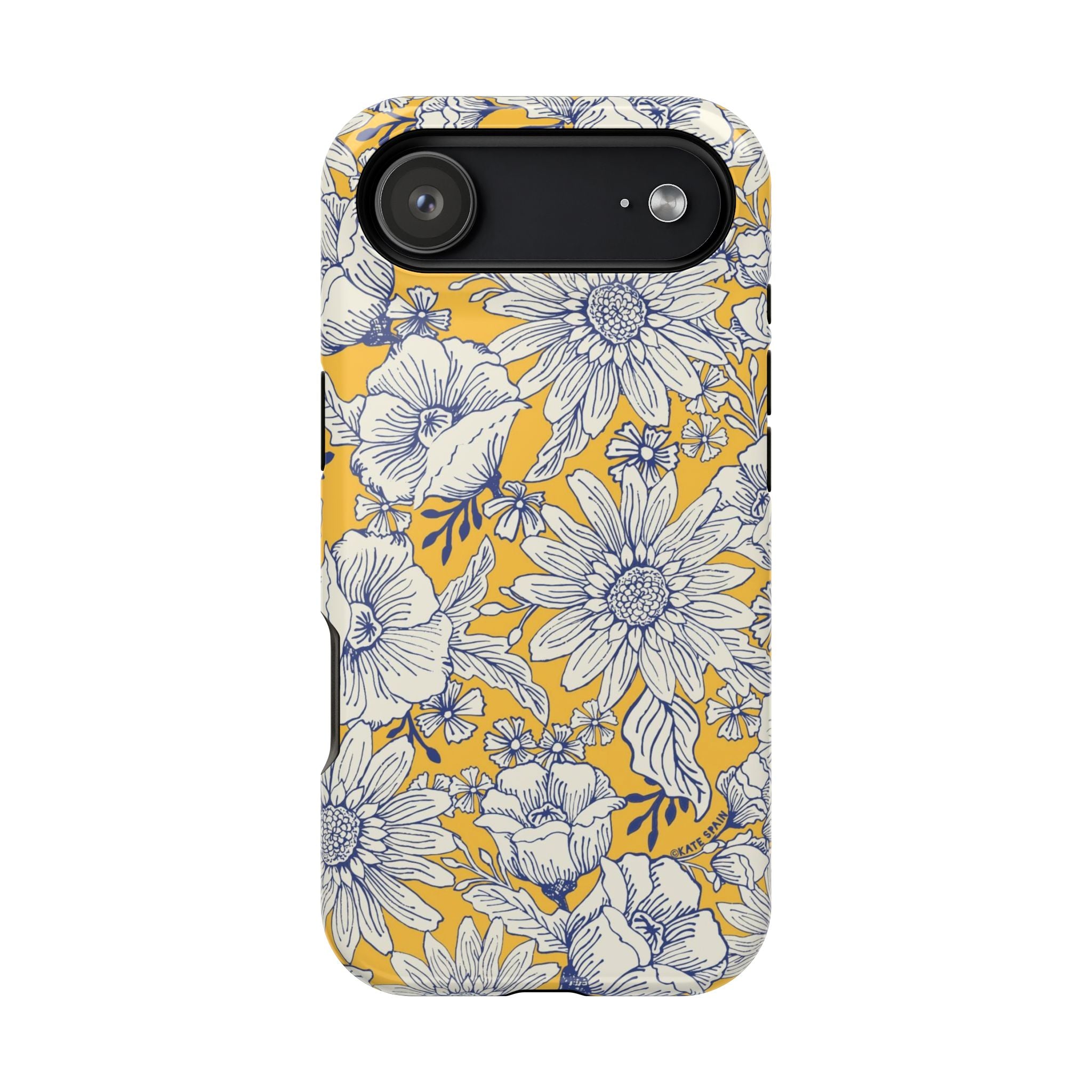 Jardin Luxury MagSafe iPhone 17 Air Case – Glossy | yellow, cream, blue botanical floral print