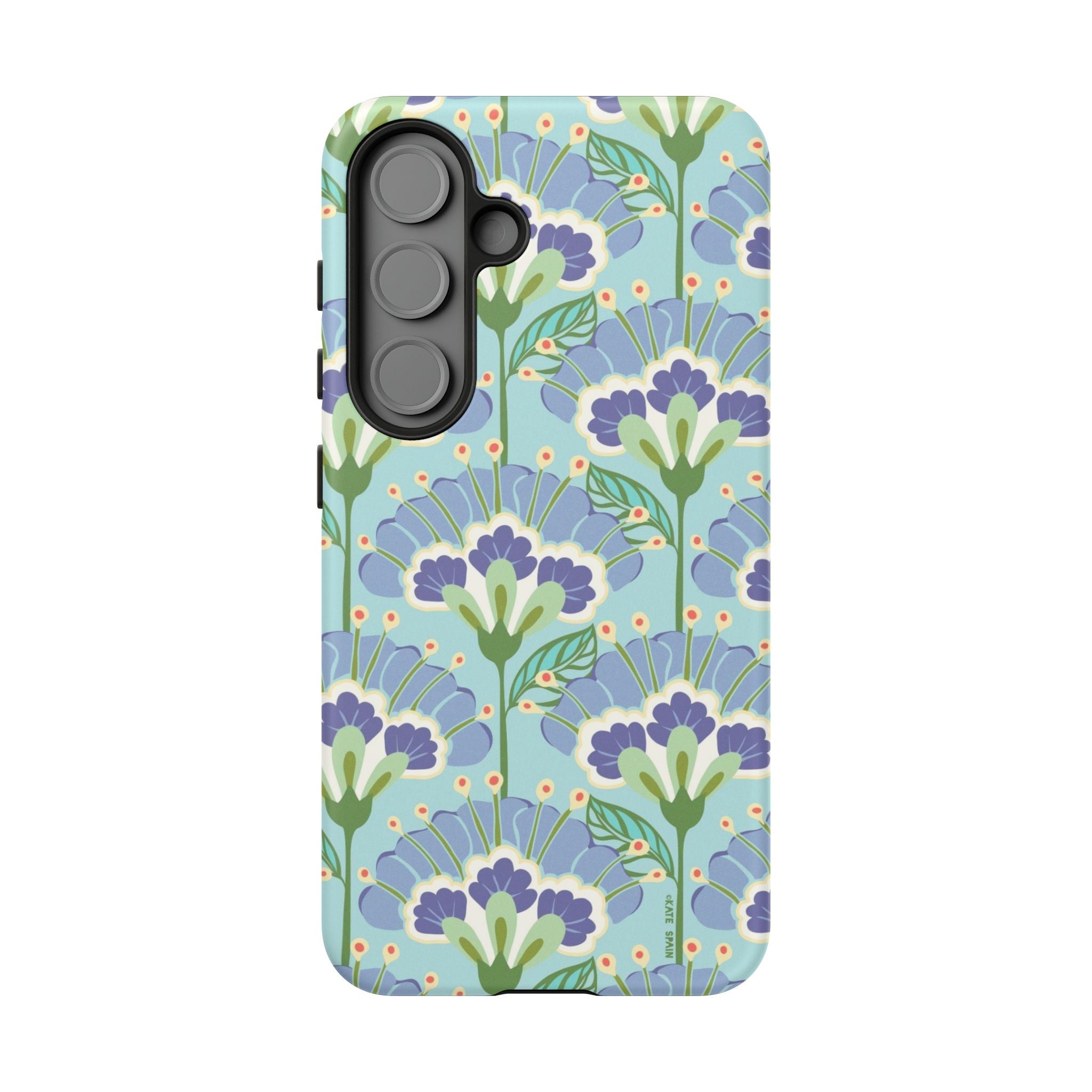 Lantern Flower Samsung Galaxy S25 Case – Matte | light blue, lavender, lime green floral print