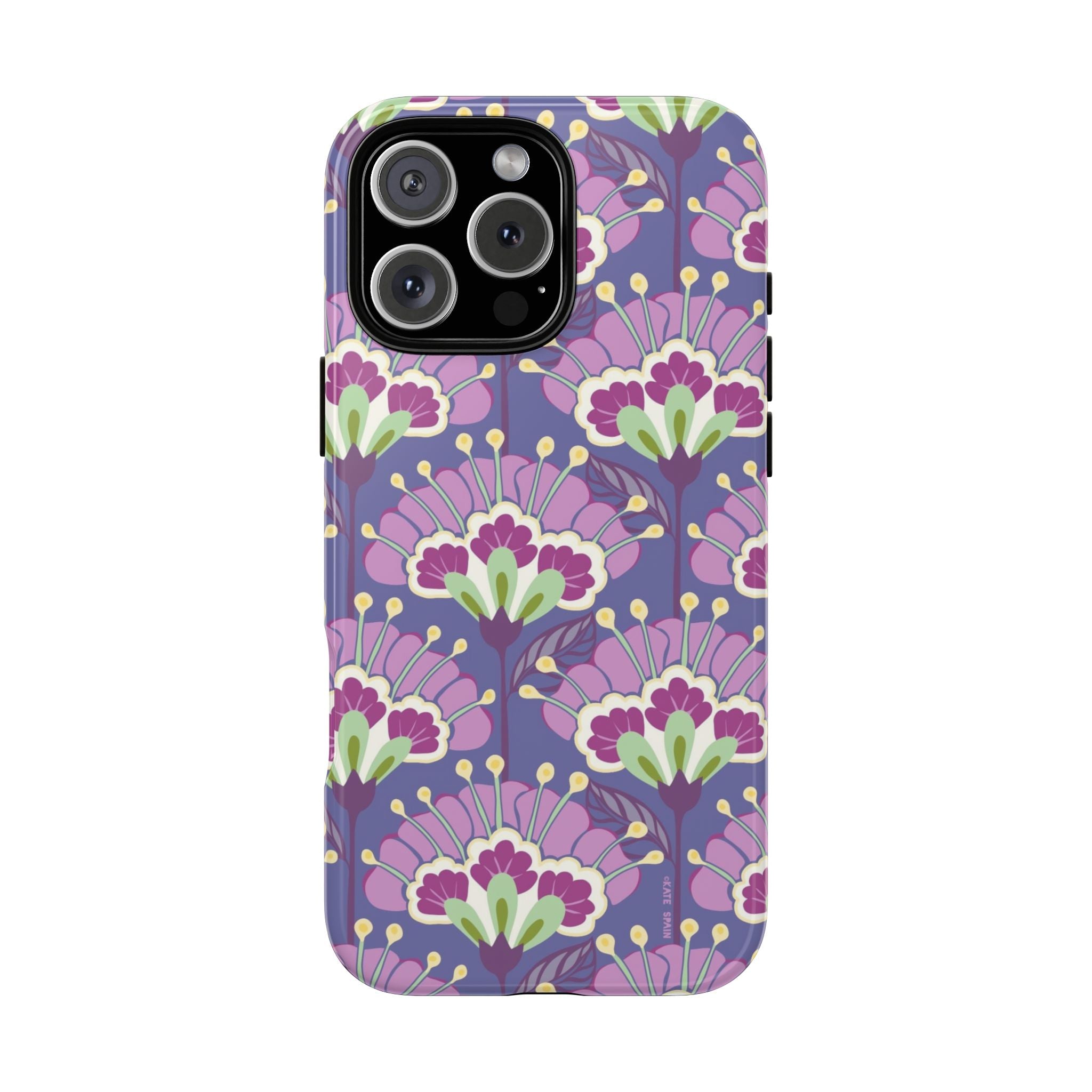 Lantern Flower Tough iPhone 17 Case – Glossy | periwinkle, purple, mauve, sage botanical lantern floral print