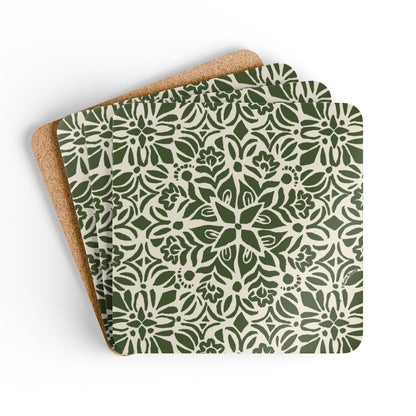 Kerala Green Cork Coaster Set