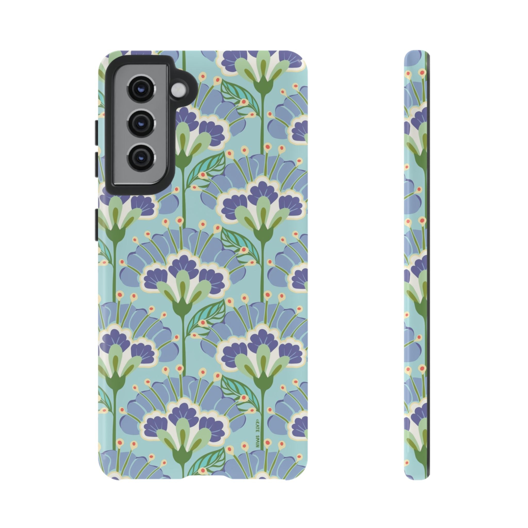 Lantern Flower Samsung Galaxy S21 Case – Glossy | light blue, lavender, lime green floral print