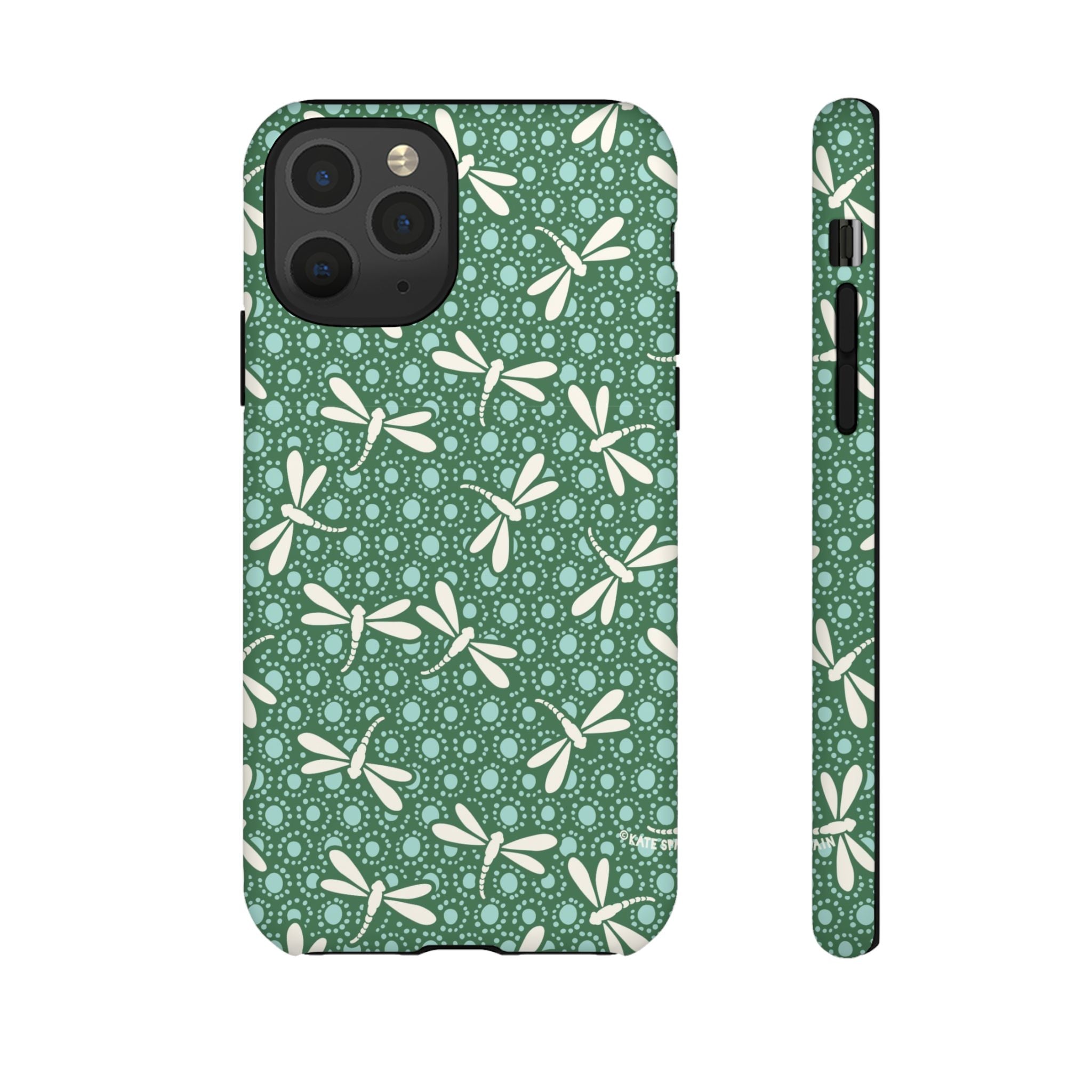 Designer Dragonfly Tough iPhone 11 Pro Case – Matte | jade green, aqua, cream dragonfly print