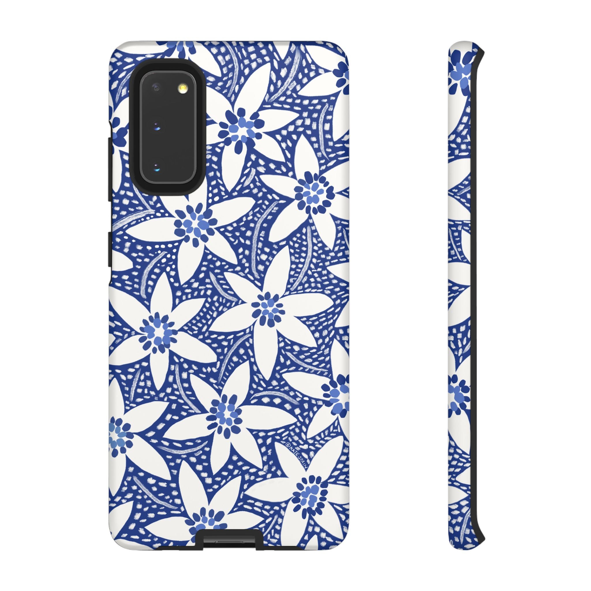 Starflower Samsung Galaxy S20 Case – Matte | navy, white geometric starflower print