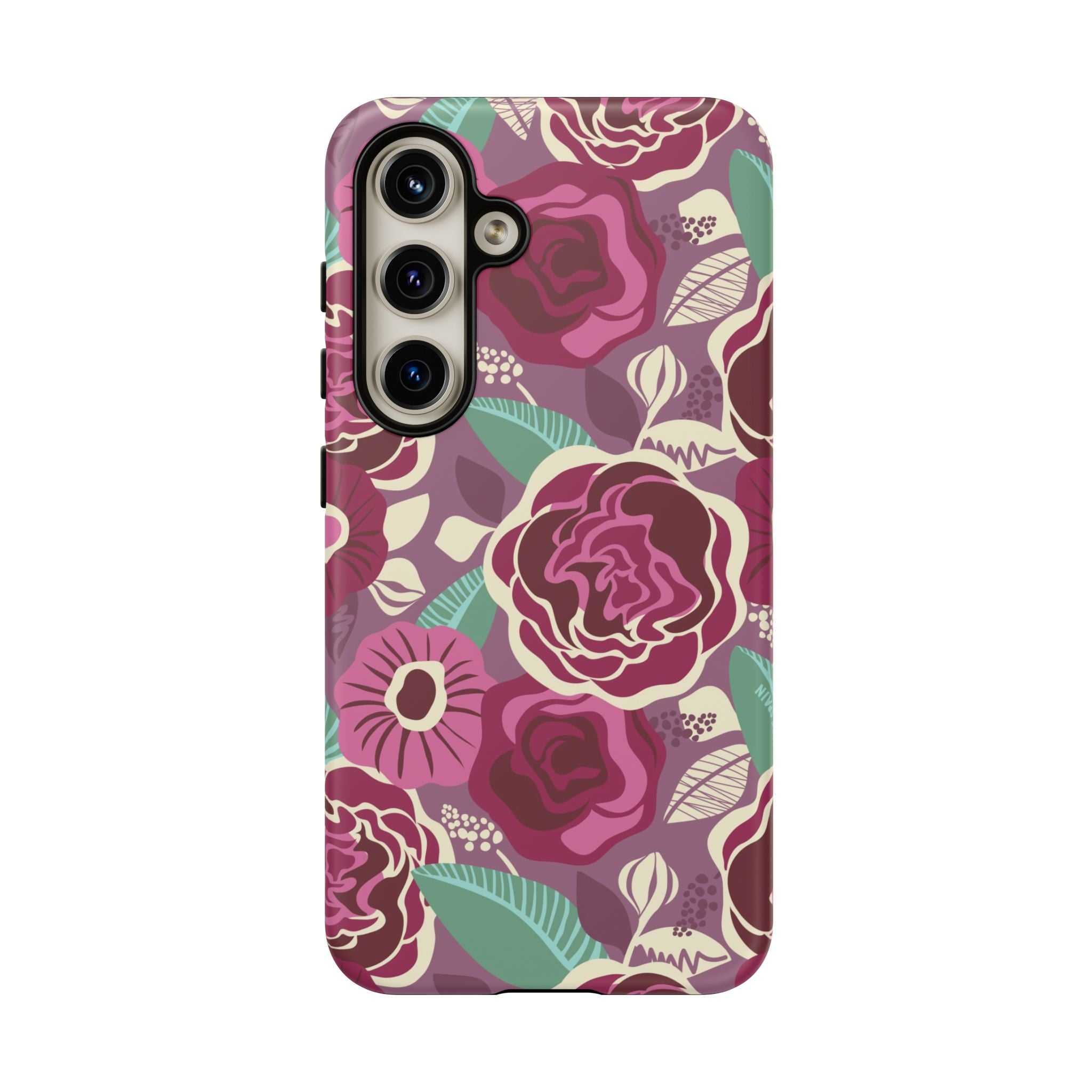 Luxury Tea Rose Burgundy Samsung Galaxy S24 Case – Matte | burgundy, magenta, plum botanical rose floral print