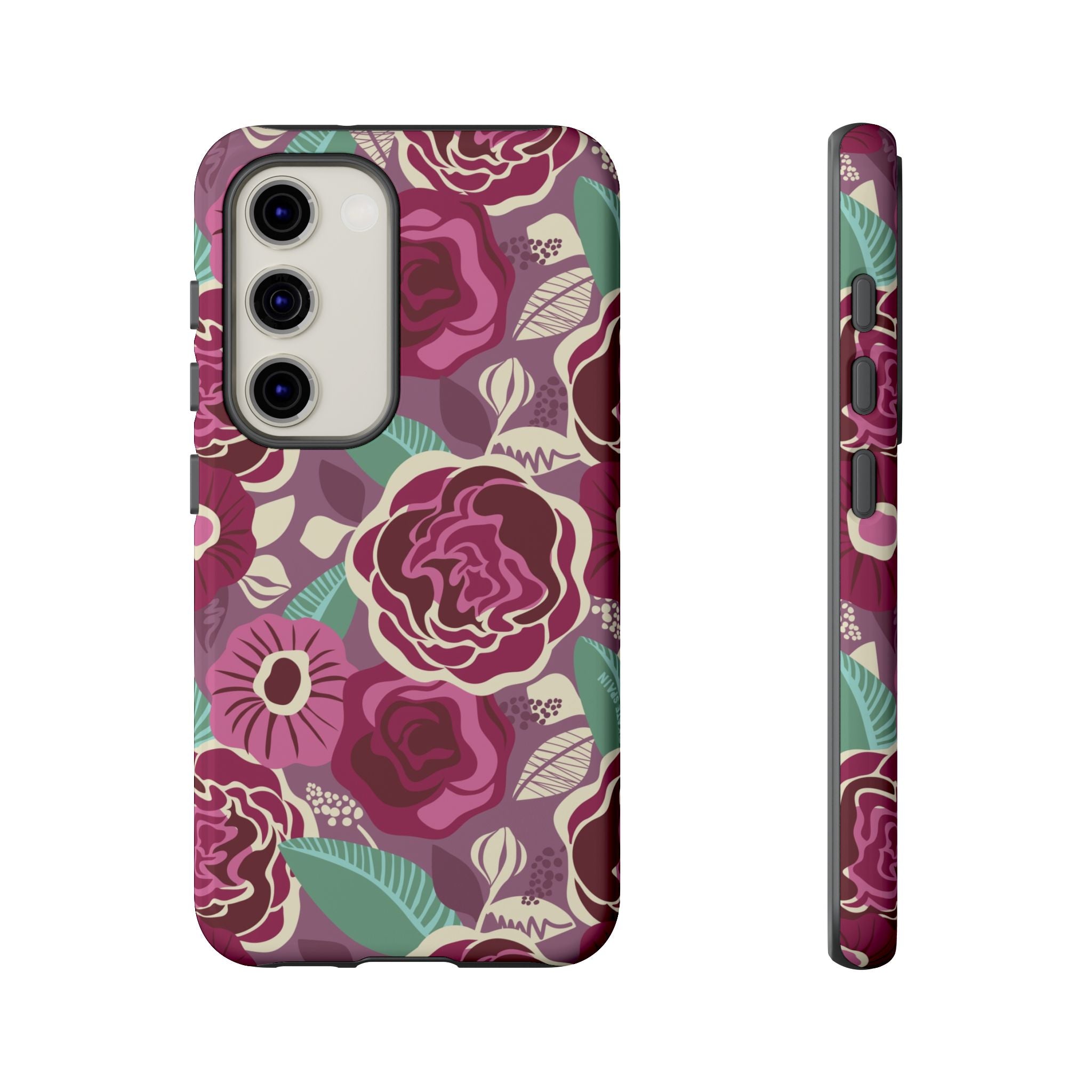 Luxury Tea Rose Burgundy Samsung Galaxy S23 Case – Glossy | burgundy, magenta, plum botanical rose floral print