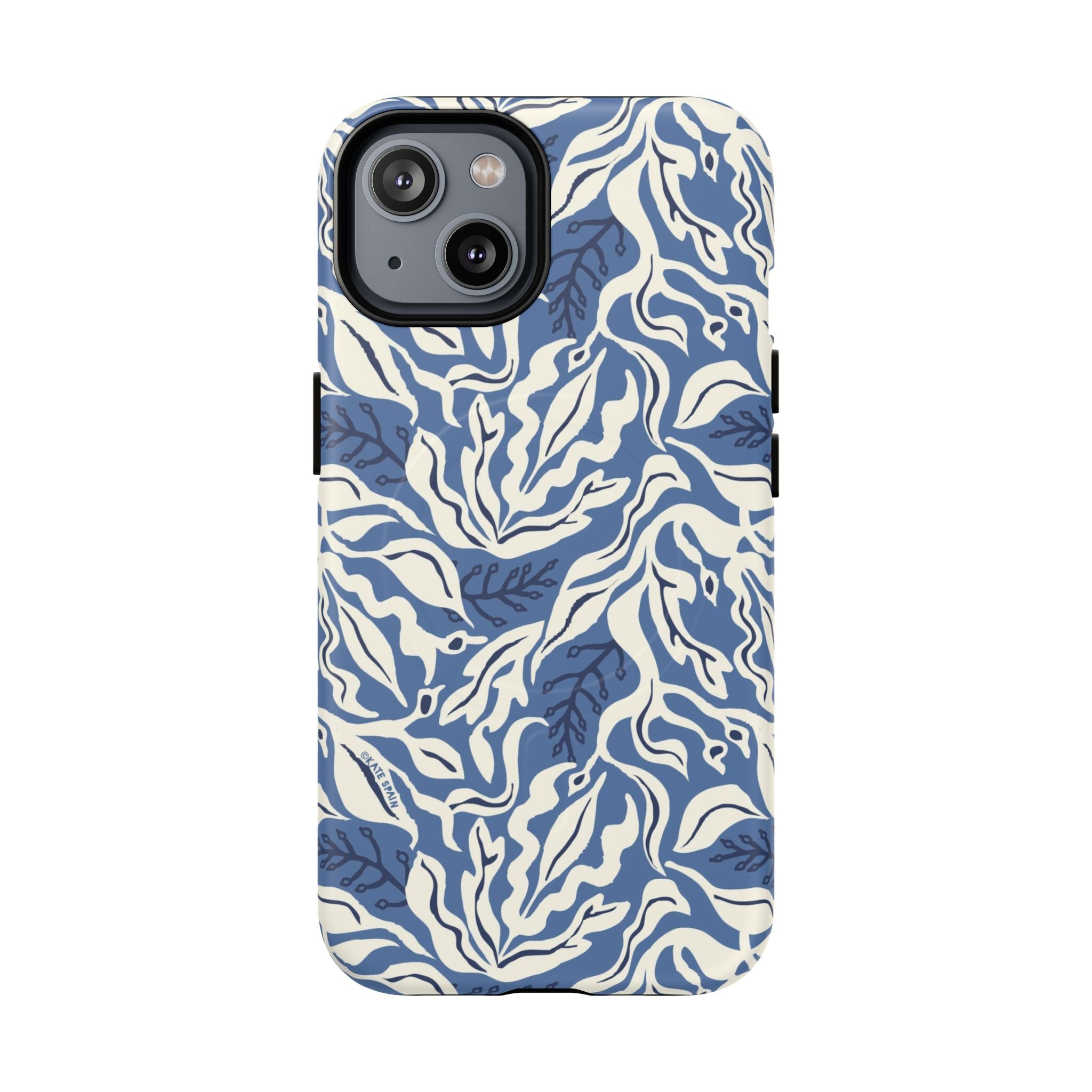 Ocean Tides MagSafe iPhone 14 Case – Matte | blue and white tidal bed ocean print