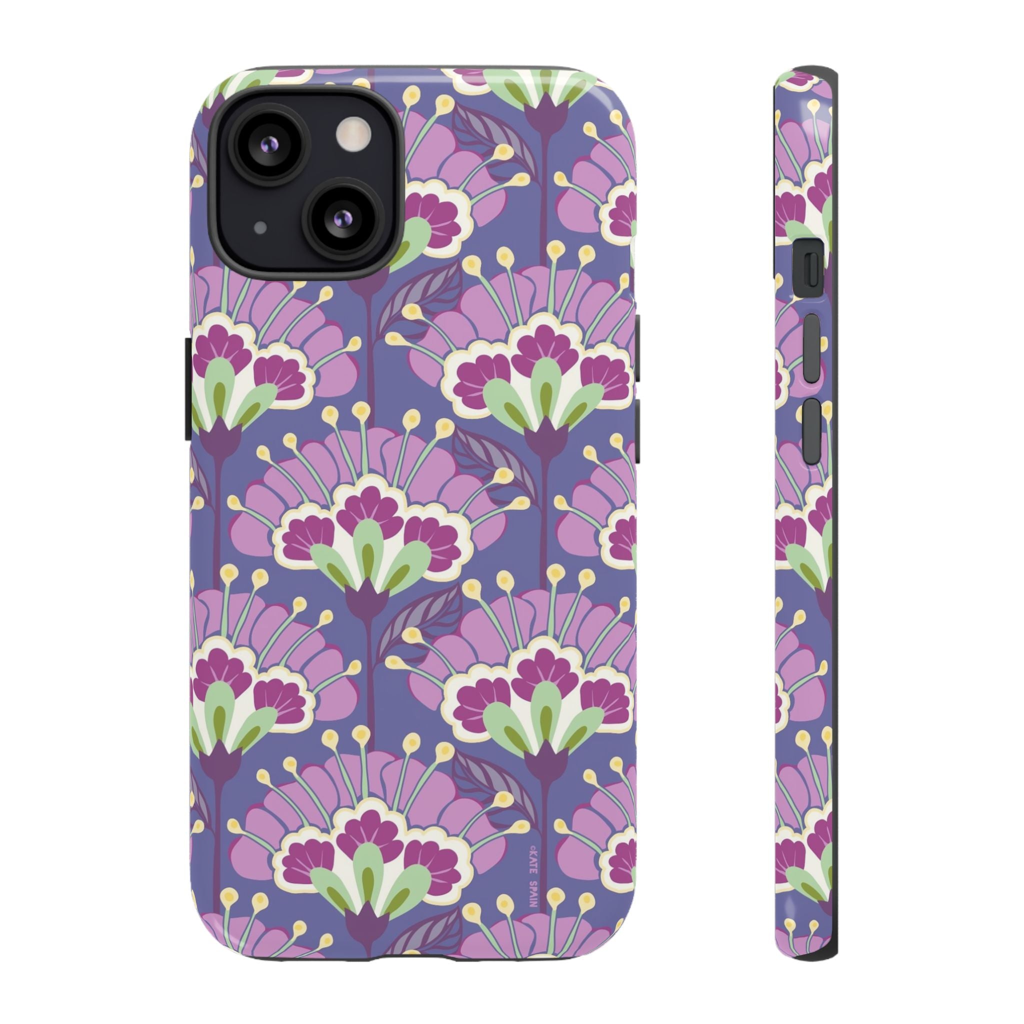 Lantern Flower Tough iPhone 13 Case – Matte | periwinkle, purple, mauve, sage botanical lantern floral print