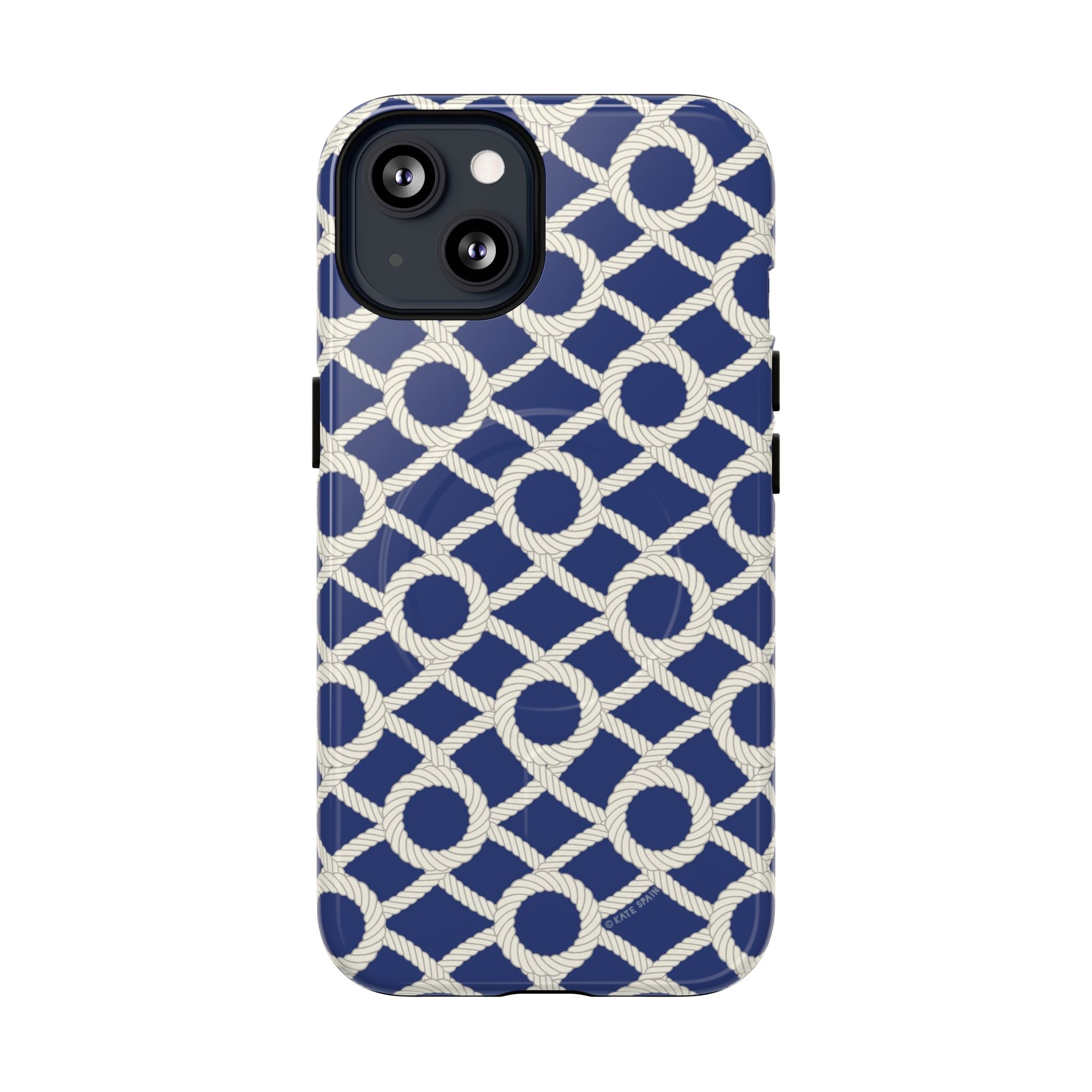 Sailor's Knot MagSafe iPhone 13 Case – Glossy | cream, navy nautical print