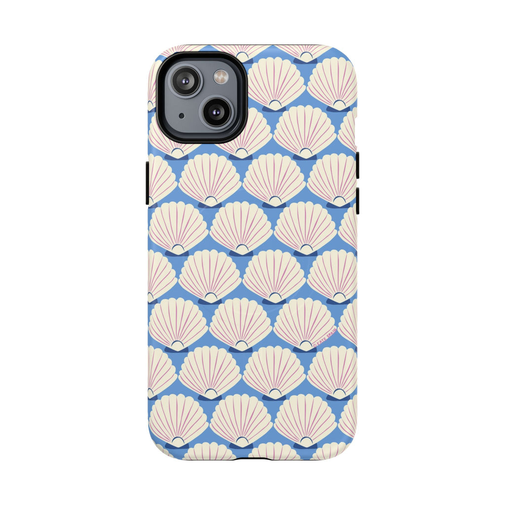 Seashells MagSafe iPhone 14 Plus Case – Matte | periwinkle, cream, blush scallop shell print