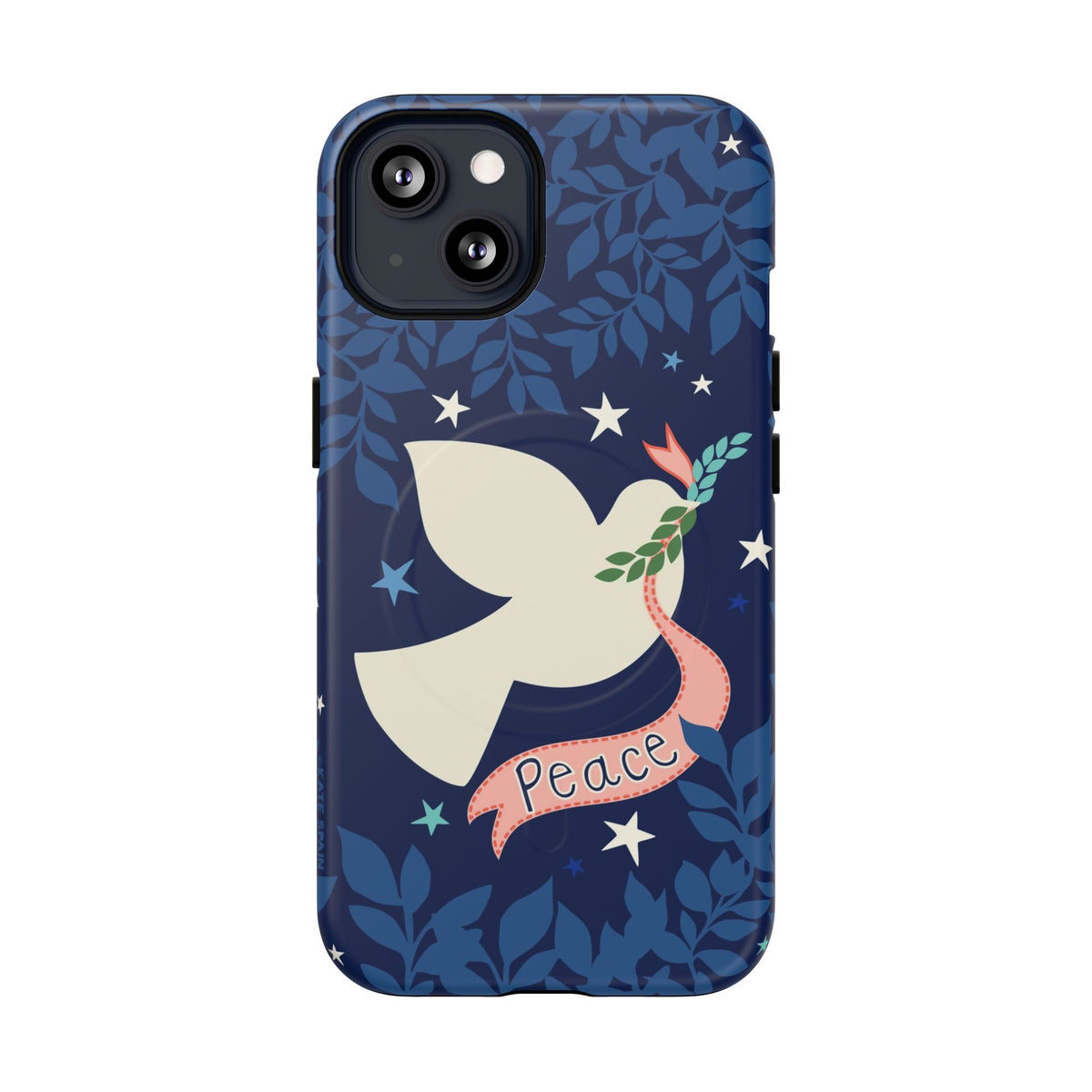 Peace MagSafe iPhone 13 Case – Matte | navy, cream peace dove, stars, botanical print