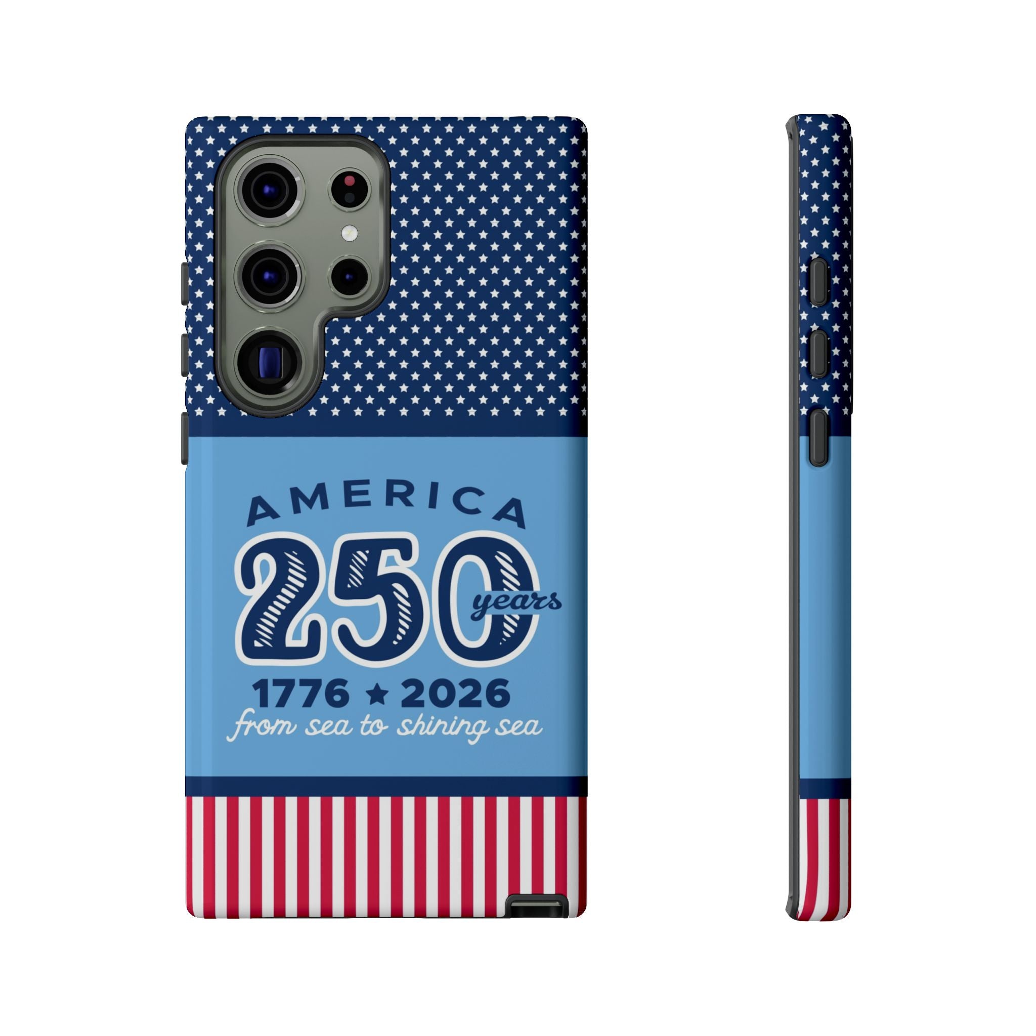 Sea to Shining Sea Samsung Galaxy S21 FE Case – Matte | navy, sky blue, red patriotic America 250 commemorative print