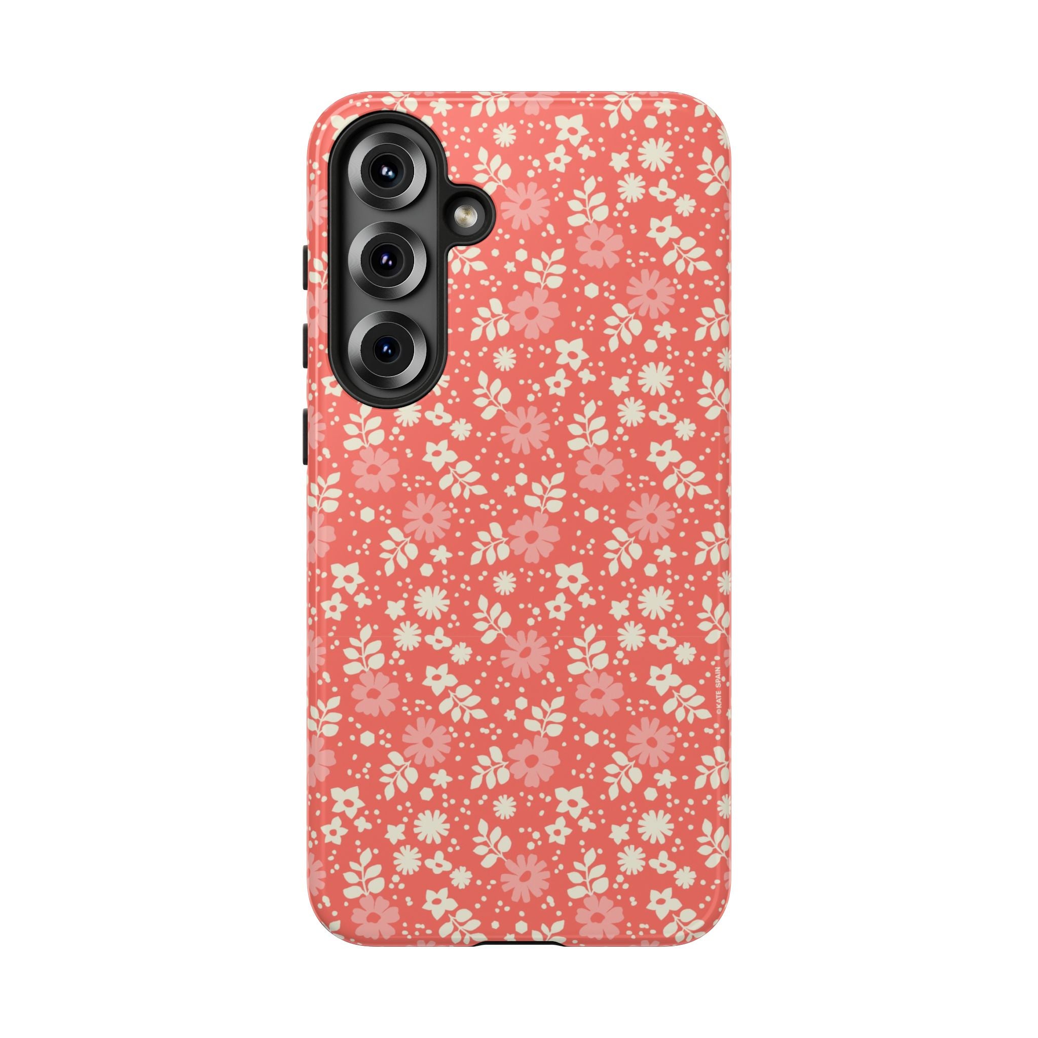 Petaline Samsung Galaxy S25 Plus Case – Matte | coral, cream, pink ditsy floral print