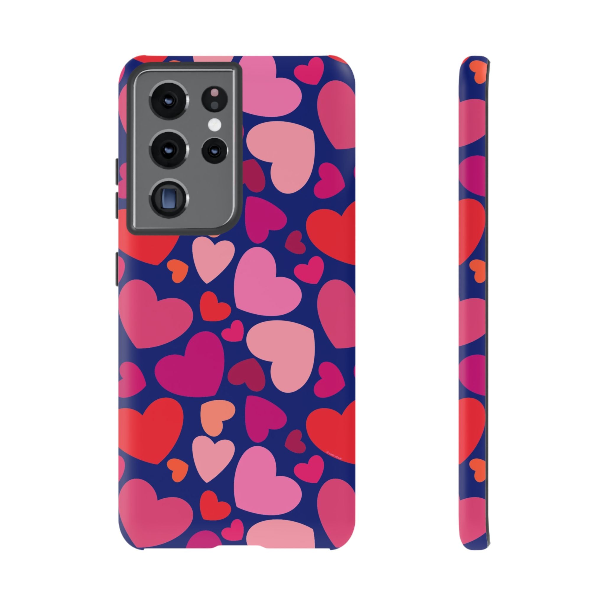 Hearts Samsung Galaxy S21 Ultra Case – Matte | navy, pink, blush, red heart print