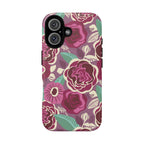 Luxury Tea Rose Burgundy MagSafe iPhone 16 Case – Matte | burgundy, magenta, plum botanical rose floral print