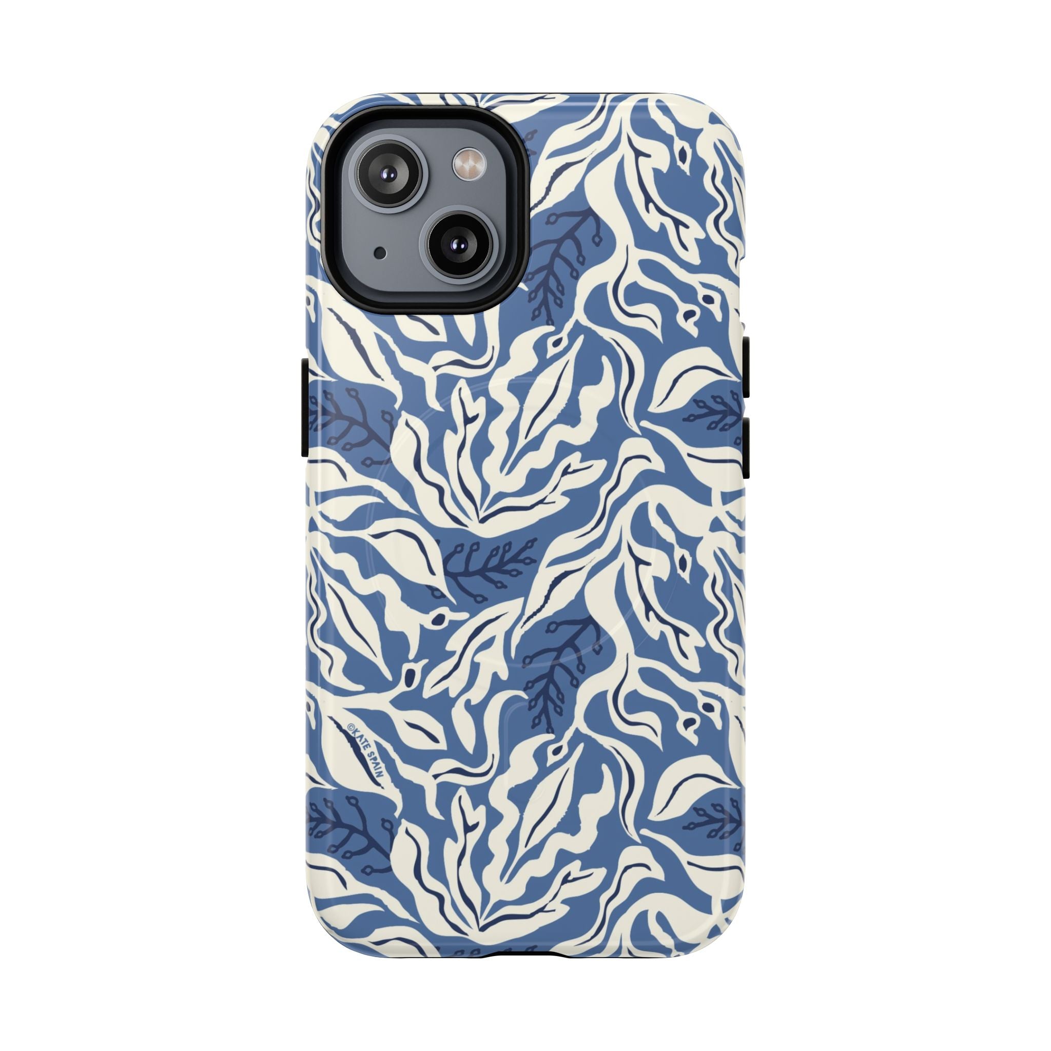 Ocean Tides MagSafe iPhone 14 Case – Glossy | blue and white tidal bed ocean print