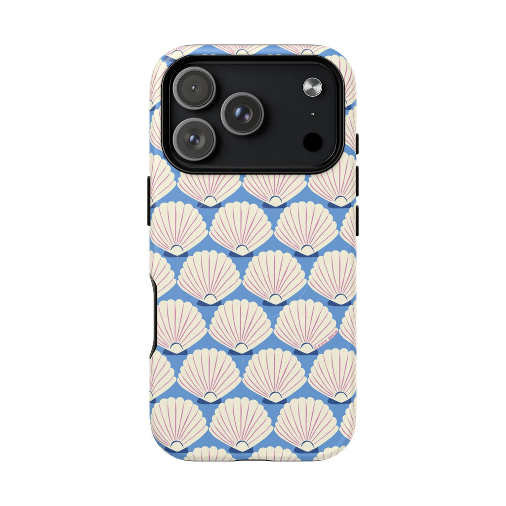Seashells MagSafe iPhone 17 Pro Case – Matte | periwinkle, cream, blush scallop shell print
