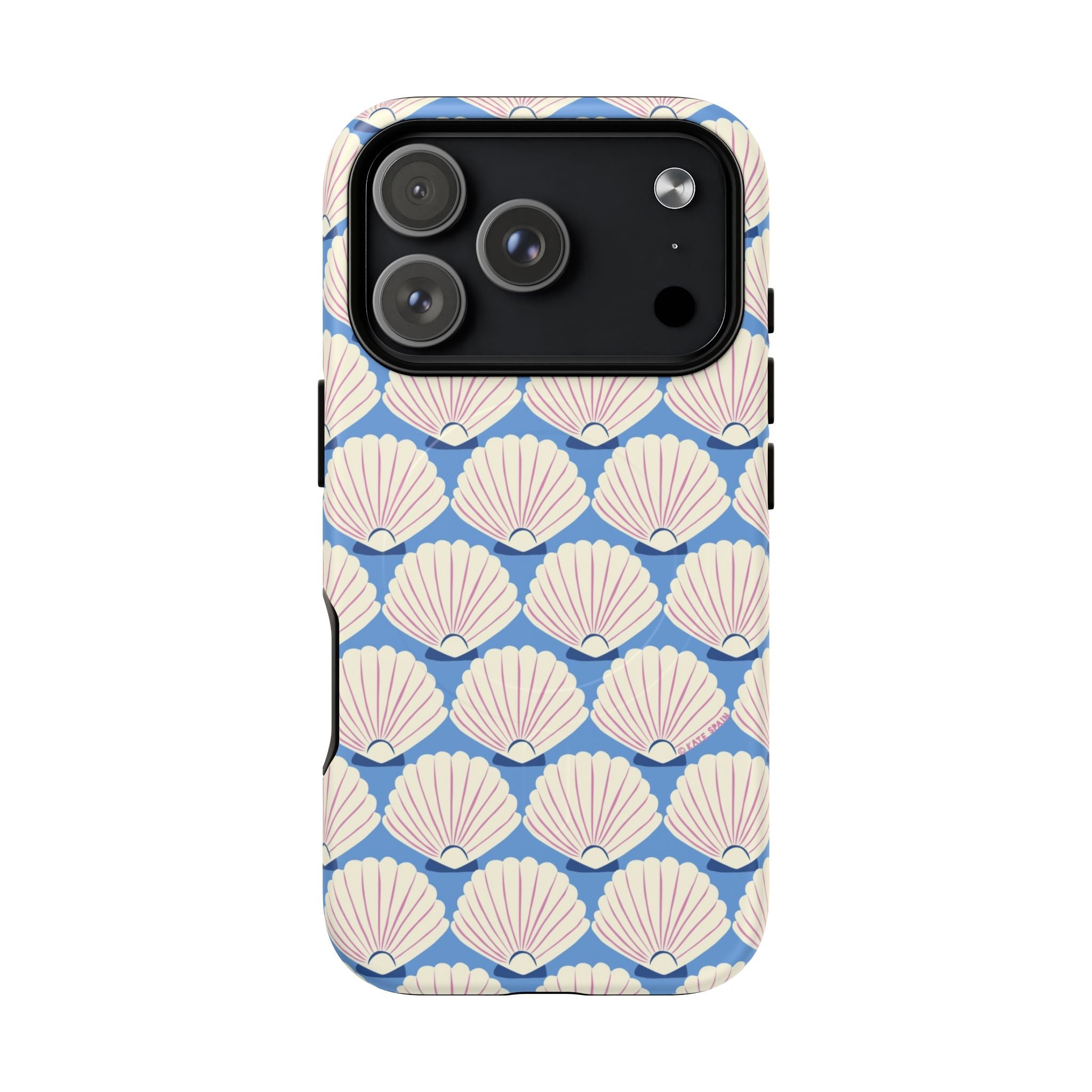 Seashells MagSafe iPhone 17 Pro Case – Matte | periwinkle, cream, blush scallop shell print