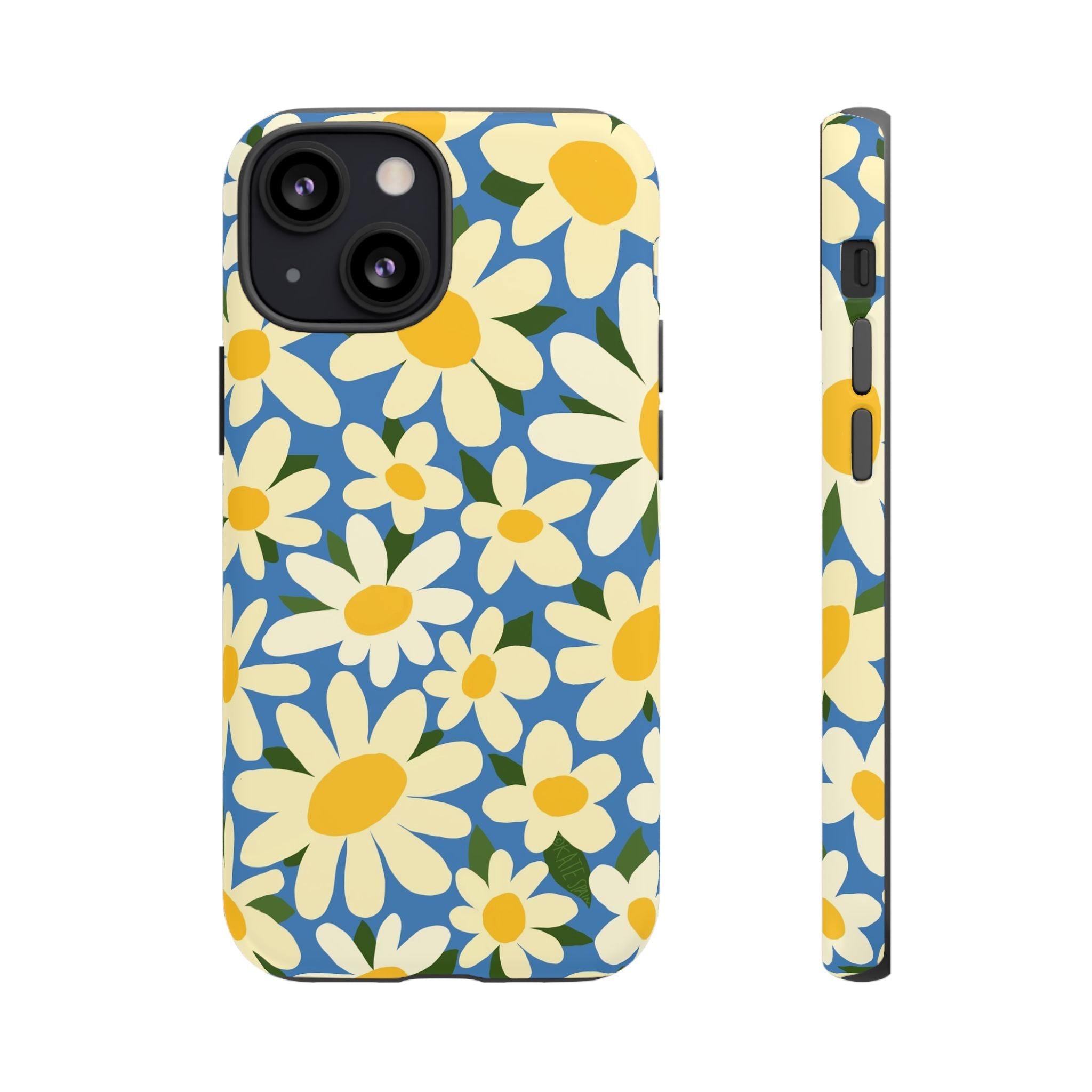 Shasta Daisy Tough iPhone 13 Mini Case – Matte | blue, cream, yellow daisy floral print