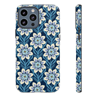 Modern Dahlia iPhone Case - Navy Allover Pattern