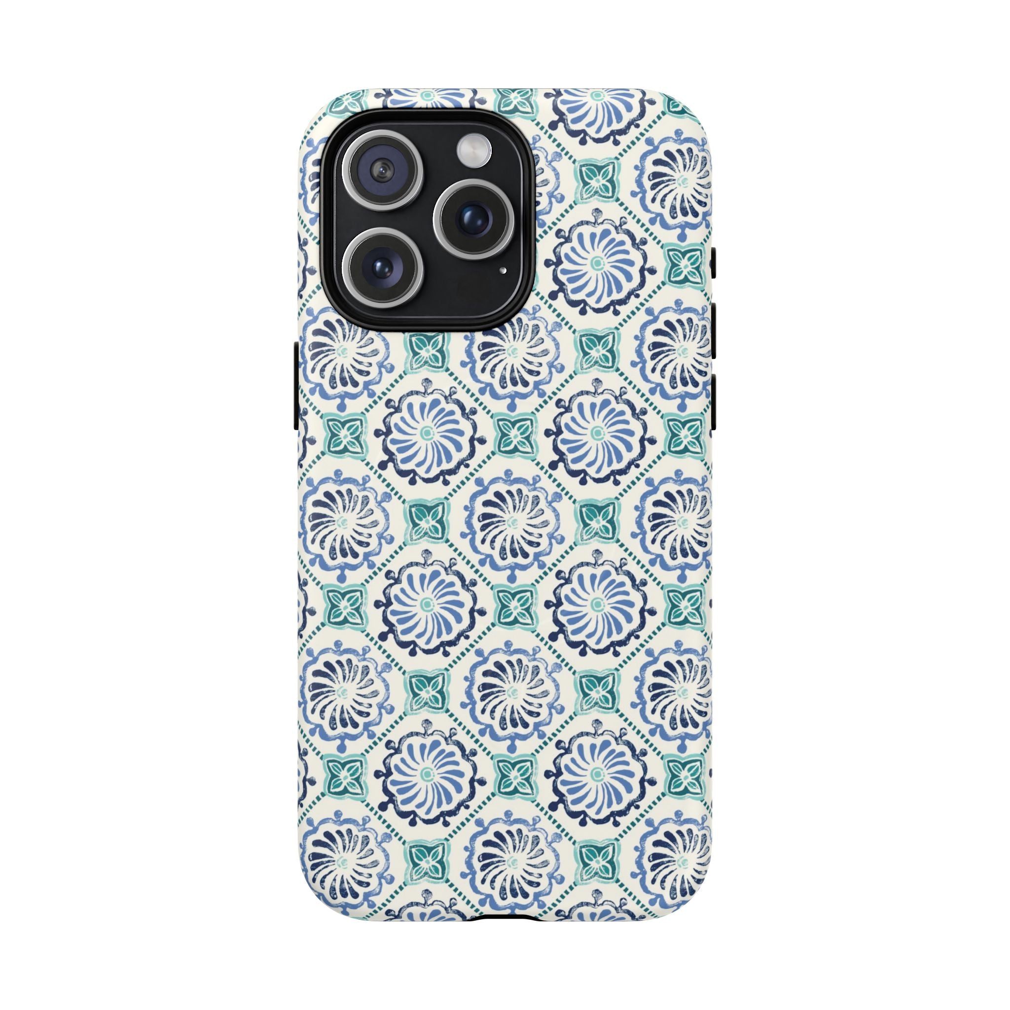 Horizon Blue Tile MagSafe iPhone 15 Pro Max Case – Matte | blue, turquoise, cream white MagSafe compatible, dual-layer protection
