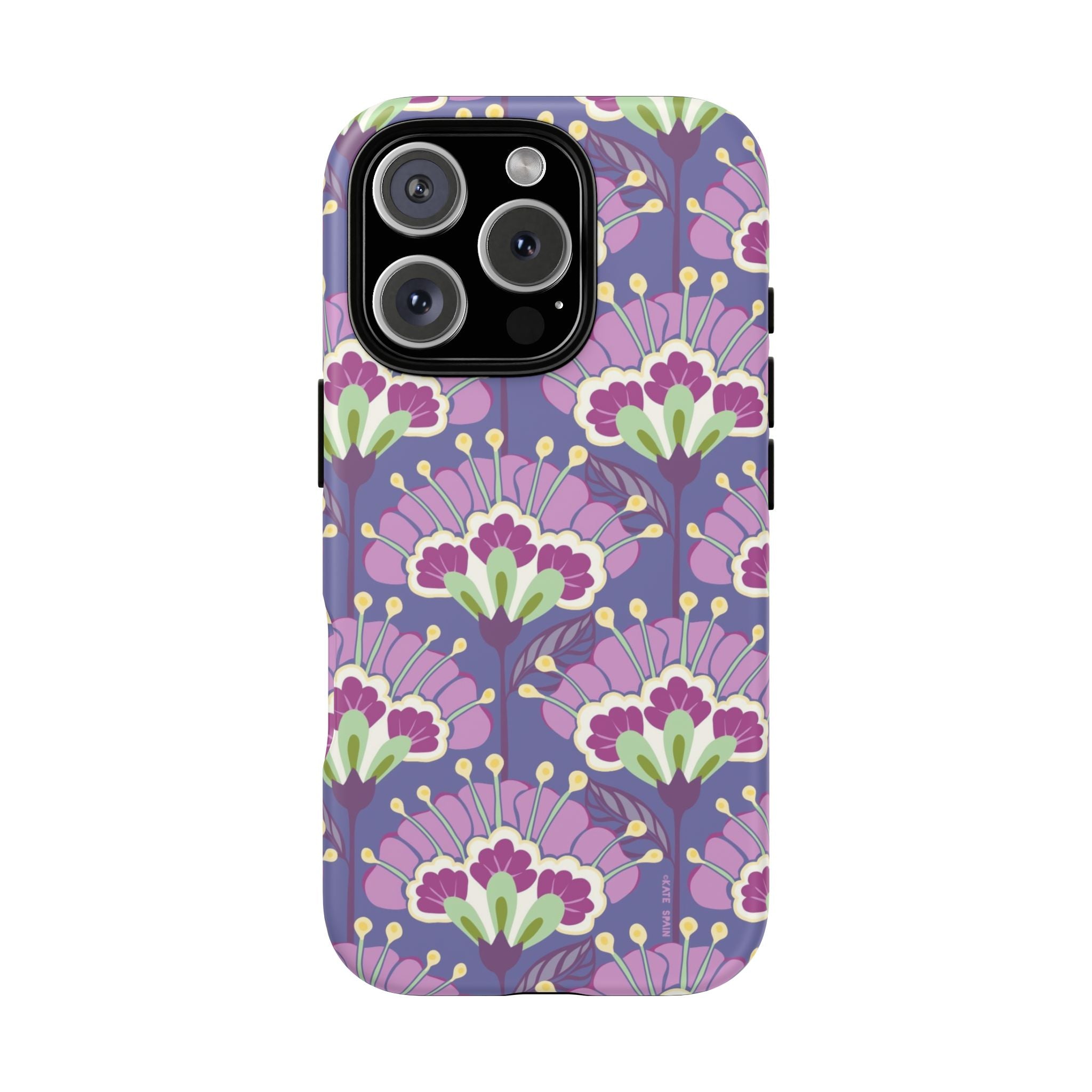 Lantern Flower Tough iPhone 16 Pro Max Case – Matte | periwinkle, purple, mauve, sage botanical lantern floral print