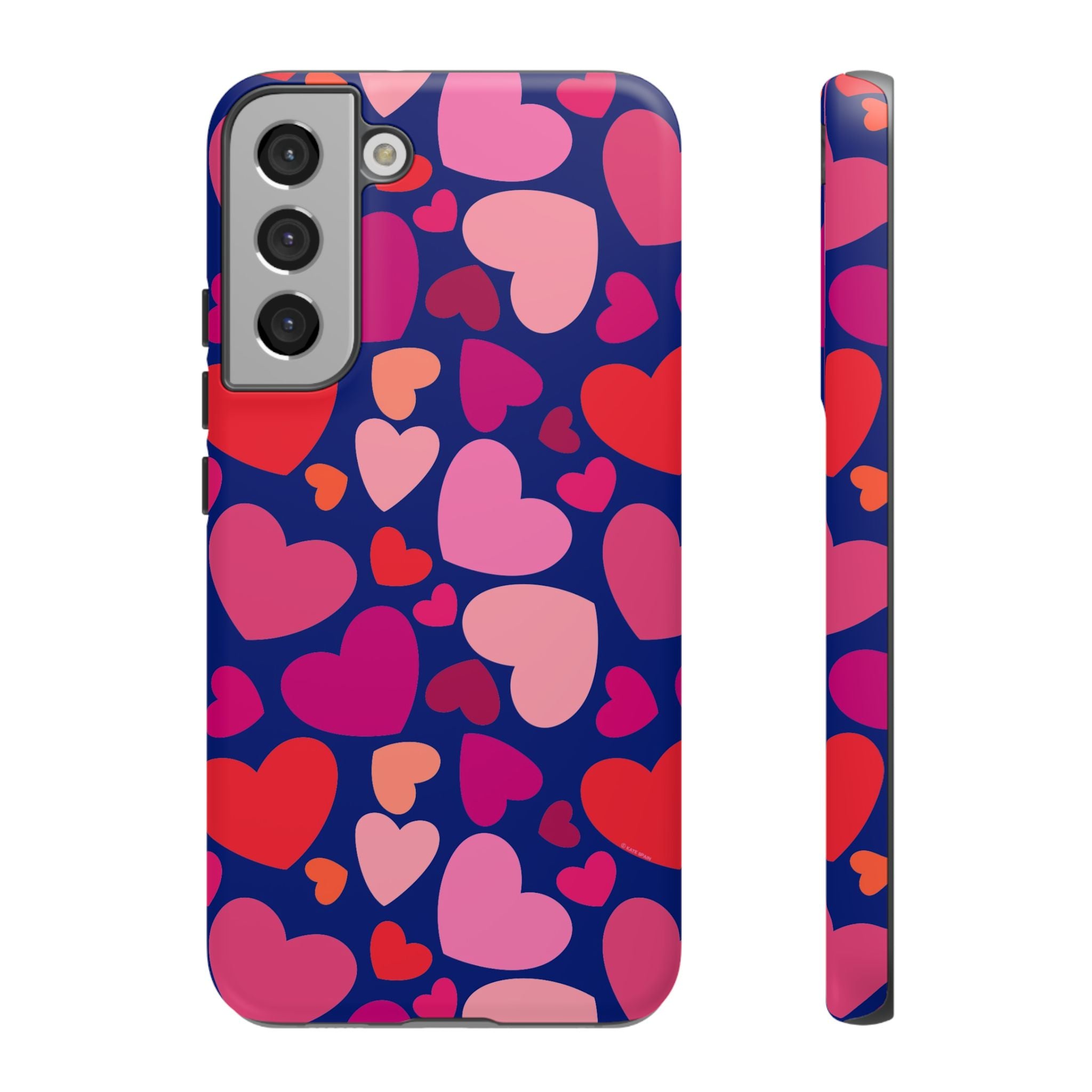 Hearts Samsung Galaxy S22 Plus Case – Matte | navy, pink, blush, red heart print