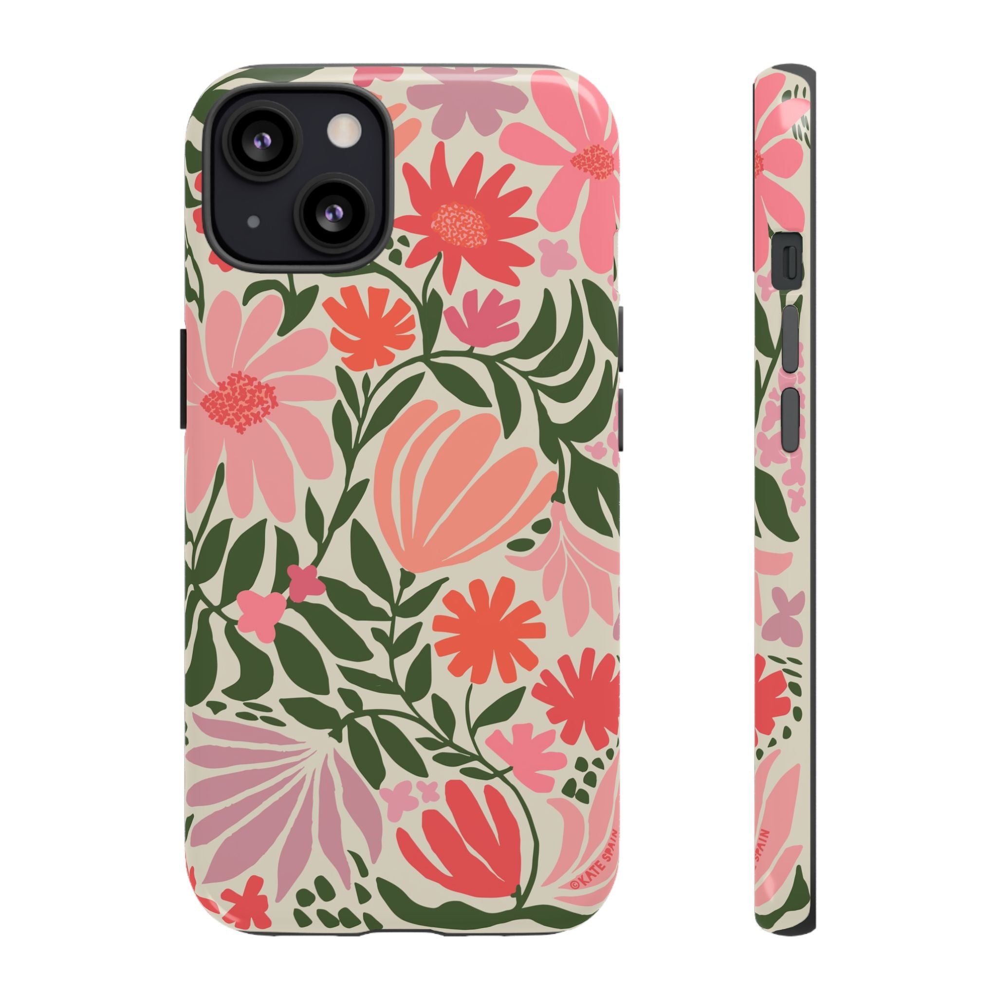 Calendula Tough iPhone 13 Case – Matte | periwinkle, cream, teal graphic daisy floral print