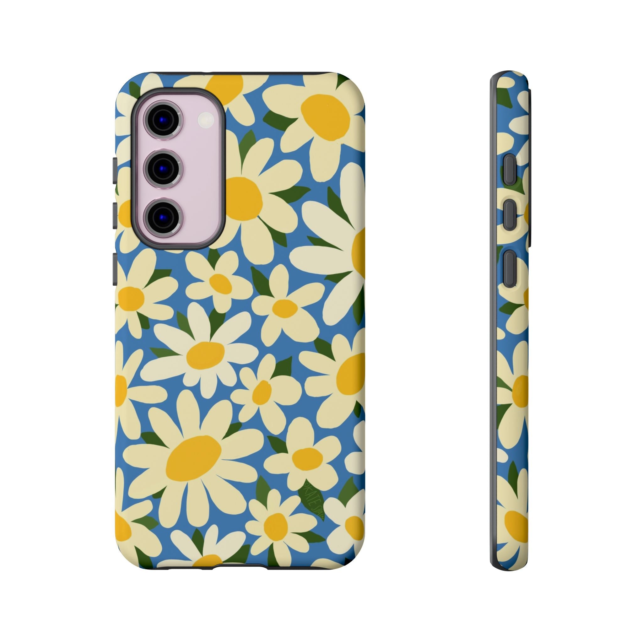 Luxury Shasta Samsung Galaxy S23 Plus Case – Matte | blue, yellow, white daisy floral print