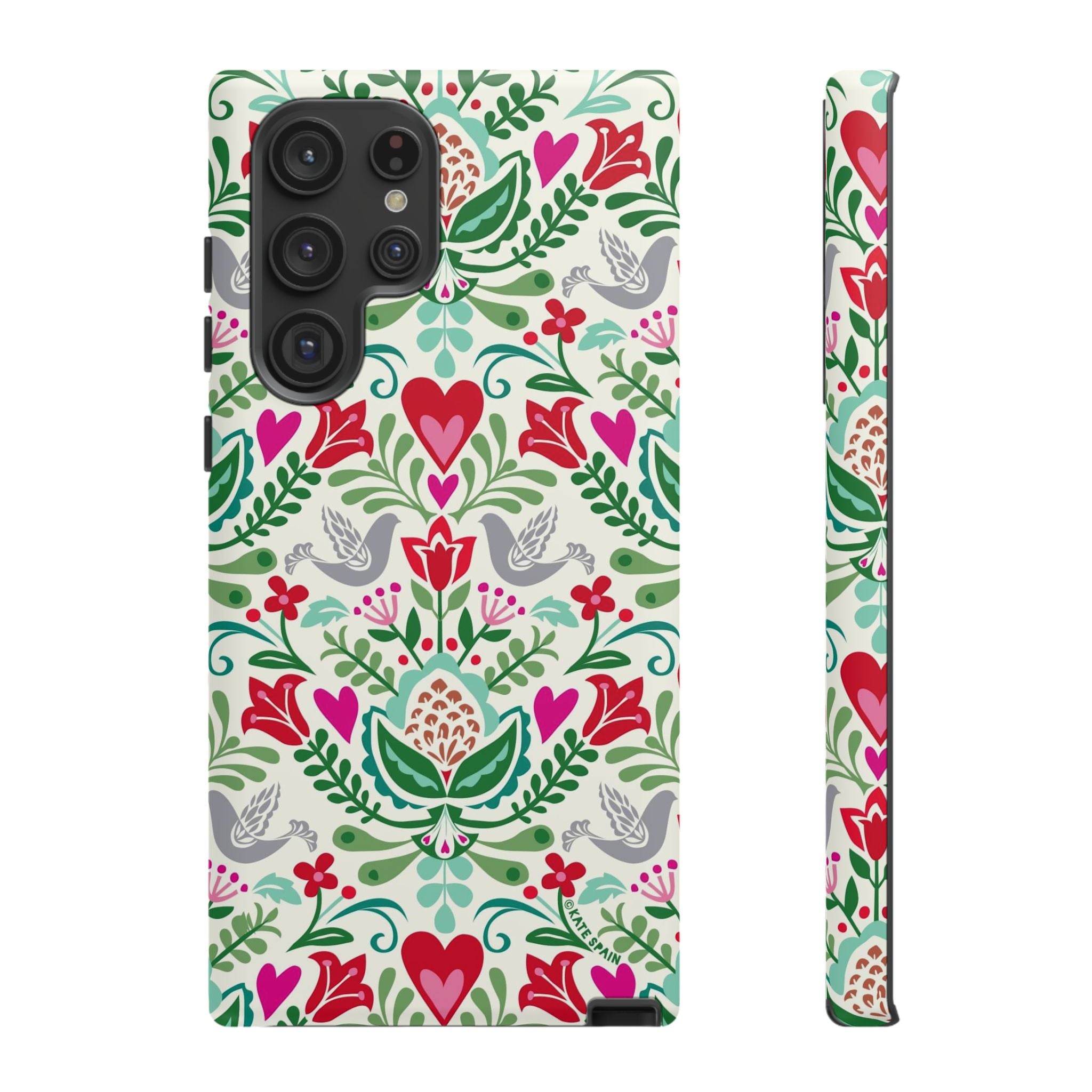 Rosemaling Samsung Galaxy S22 Ultra Case – Matte | white, red, green rosemaling floral print