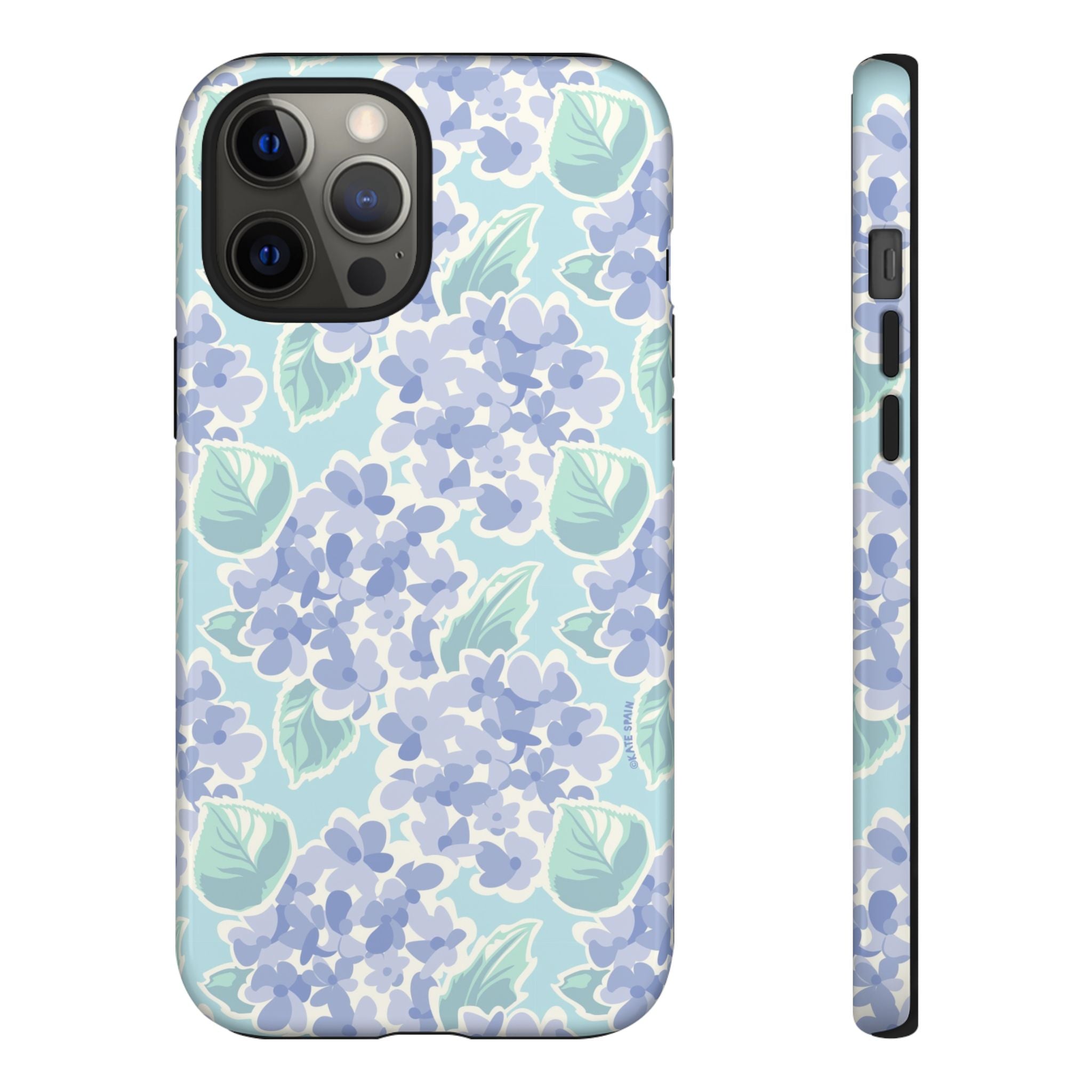 Nantucket Hydrangea Tough iPhone 12 Pro Max Case – Glossy | white, lavender, mint watercolor hydrangea print