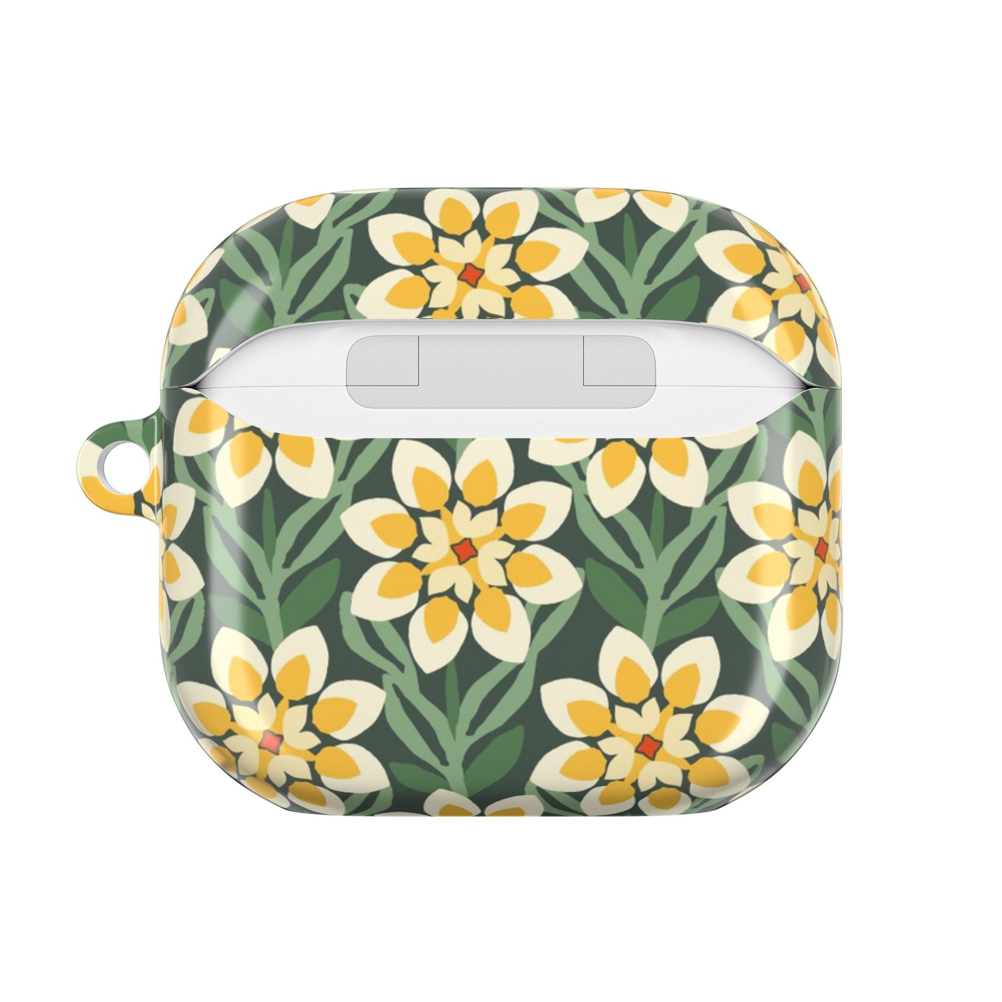 Modern Dahlia Green + Yellow AirPods Case