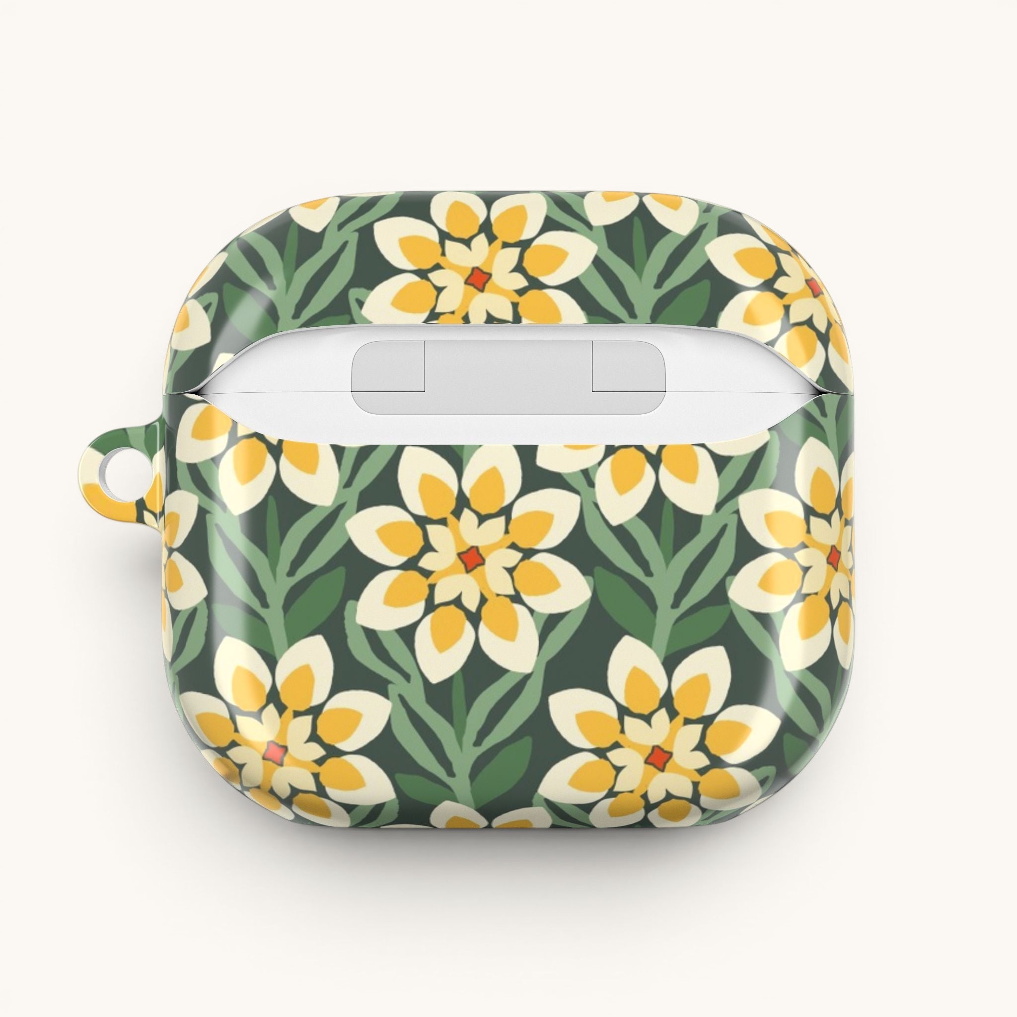 Modern Dahlia Green + Yellow AirPods Case