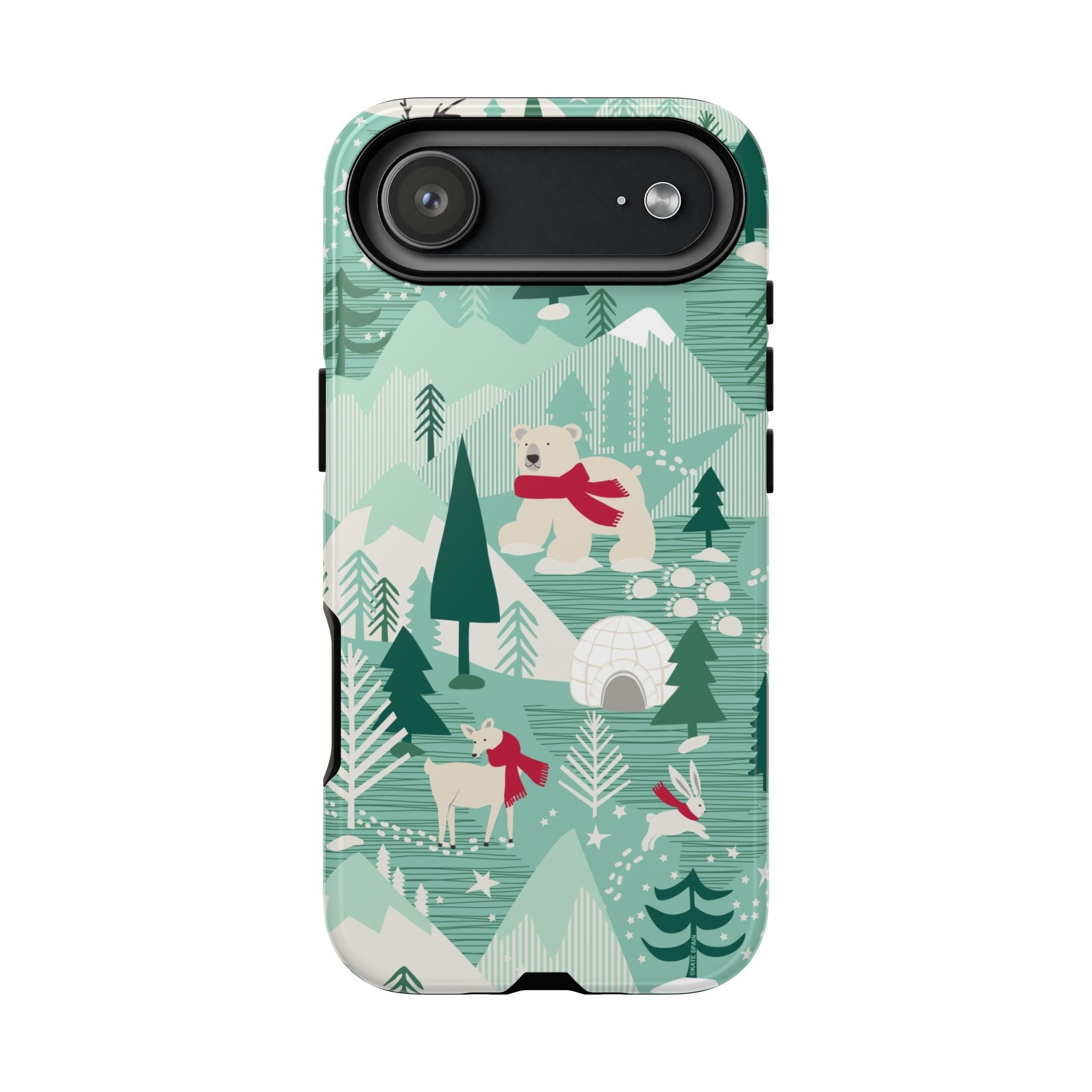Arctica Winter Tough iPhone 17 Air Case – Glossy | aqua, evergreen, white, animal frolic winter wonderland print
